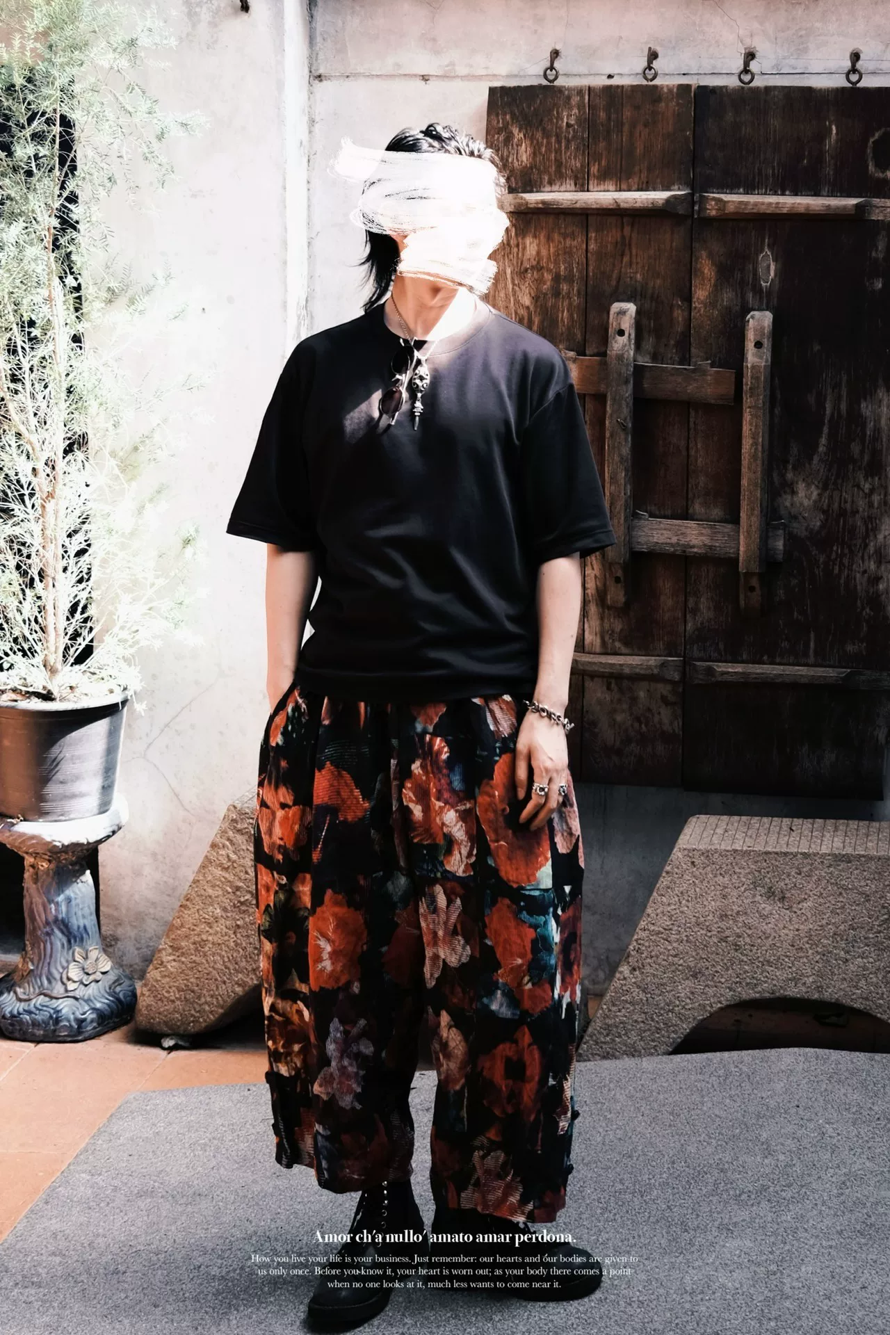 Yohji Yamamoto 22SS Floral Linen Pants — label