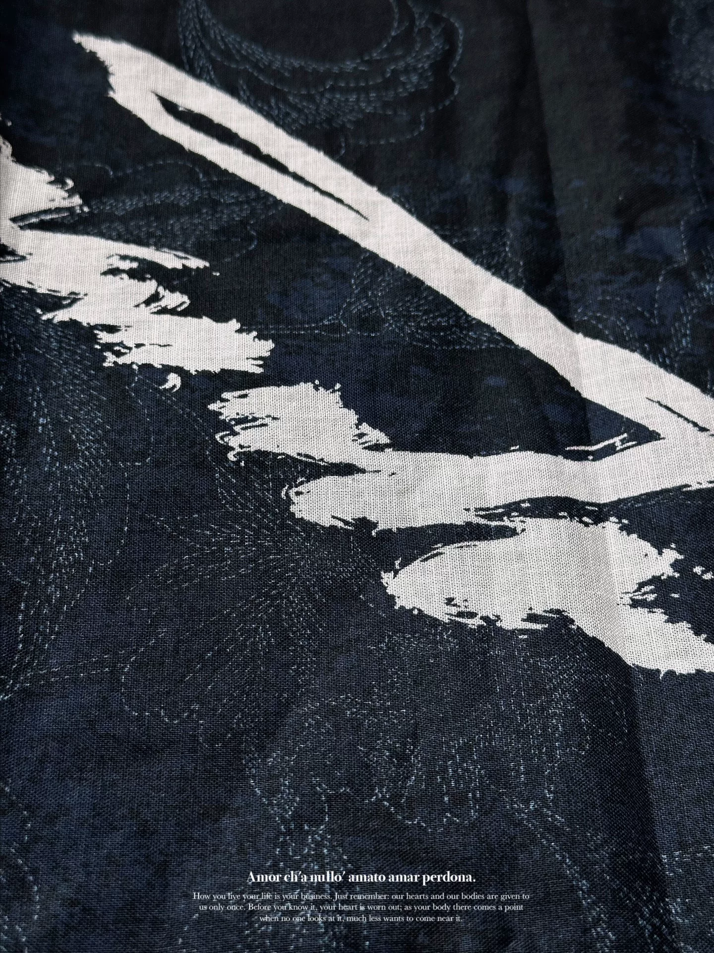 Yohji Yamamoto Indigo Signature Square Scarf — back