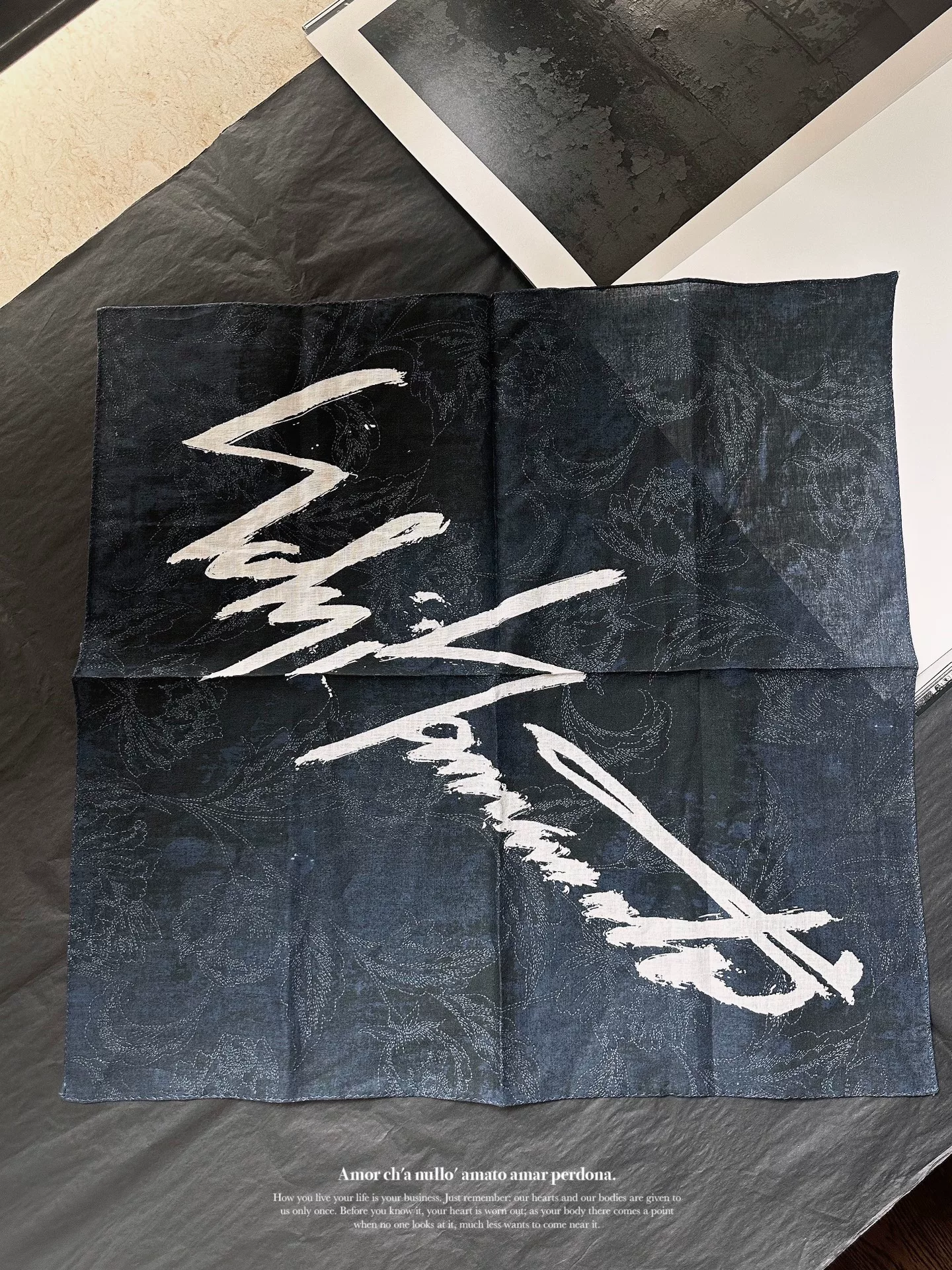 Yohji Yamamoto Indigo Signature Square Scarf