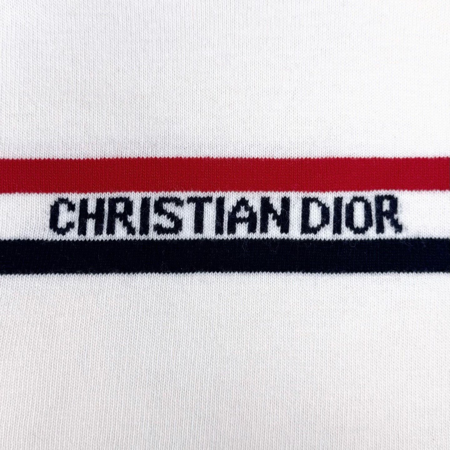 Dior Beige Striped Seagull Collar Sweater — back