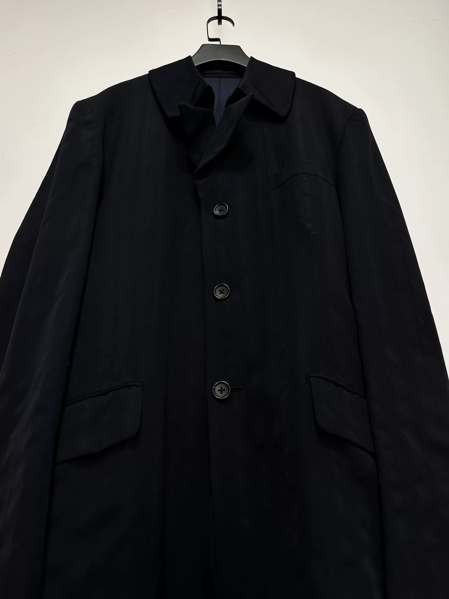 Yohji Yamamoto 93AW Striped Deformed Collar Coat — label