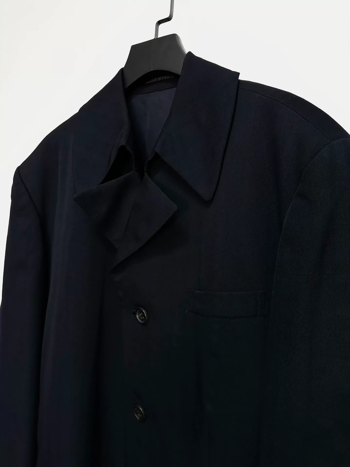 Yohji Yamamoto 93AW Striped Deformed Collar Coat — back