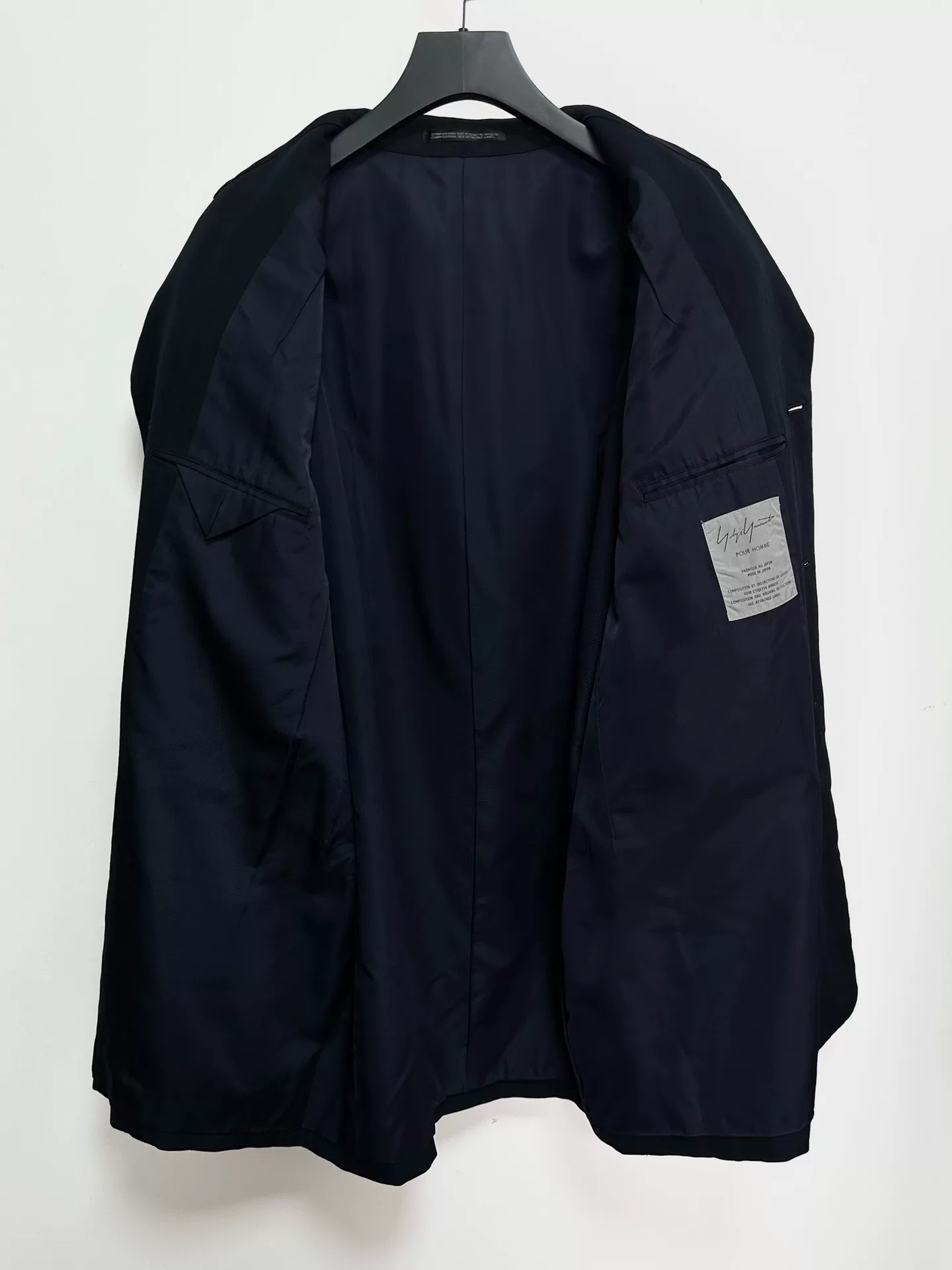 Yohji Yamamoto 93AW Striped Deformed Collar Coat — front