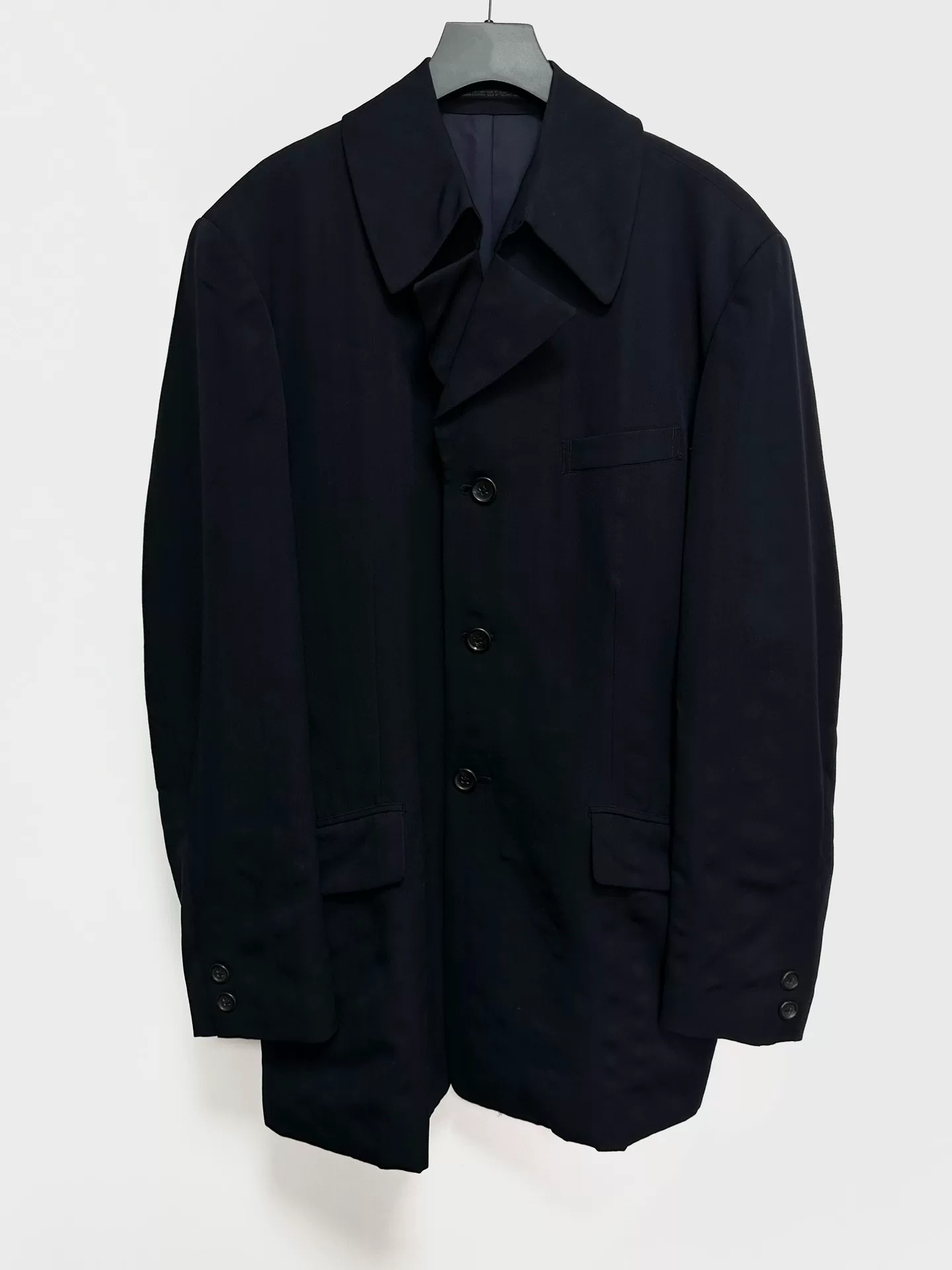 Yohji Yamamoto 93AW Striped Deformed Collar Coat