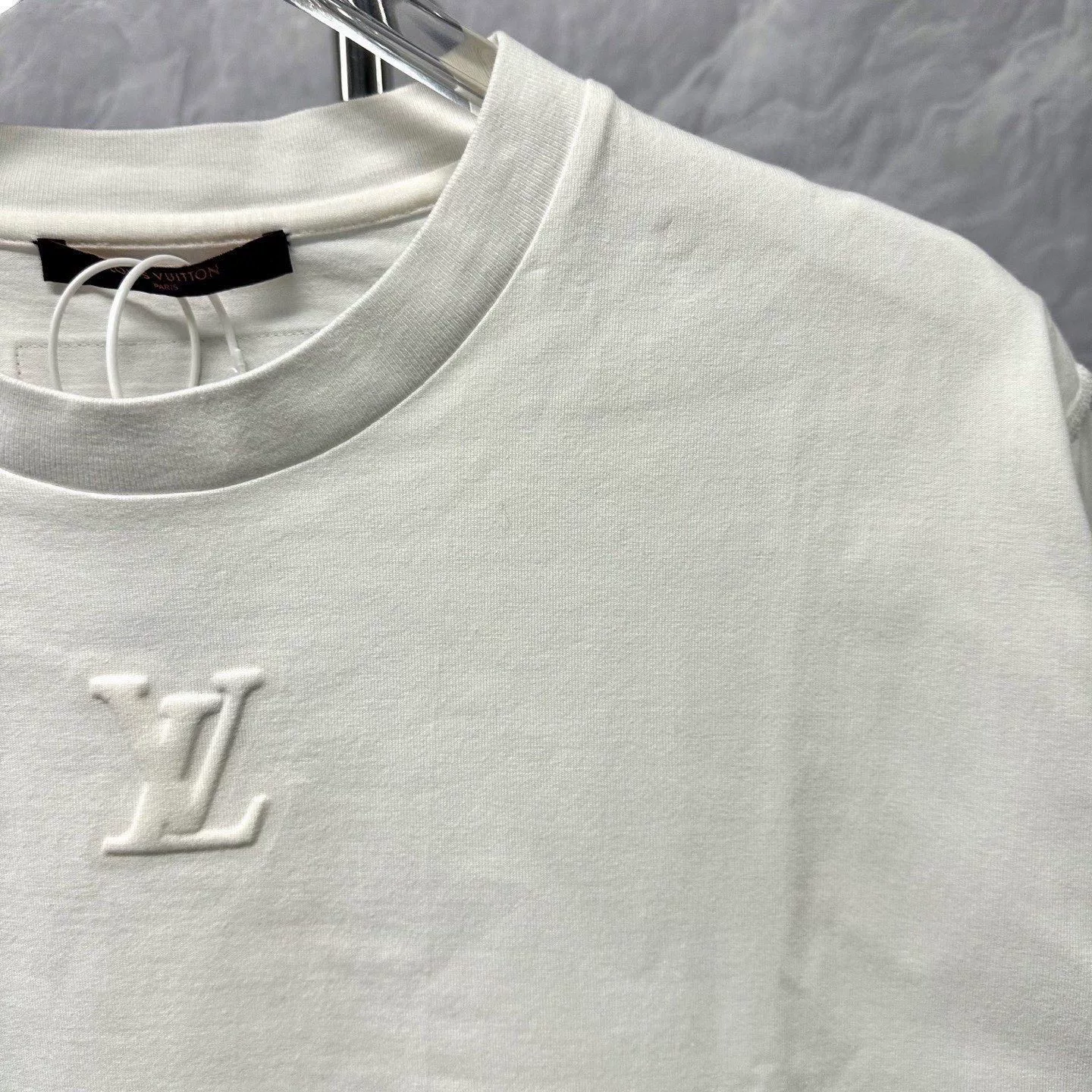 Louis Vuitton SS24 White Embossed T-Shirt — detail