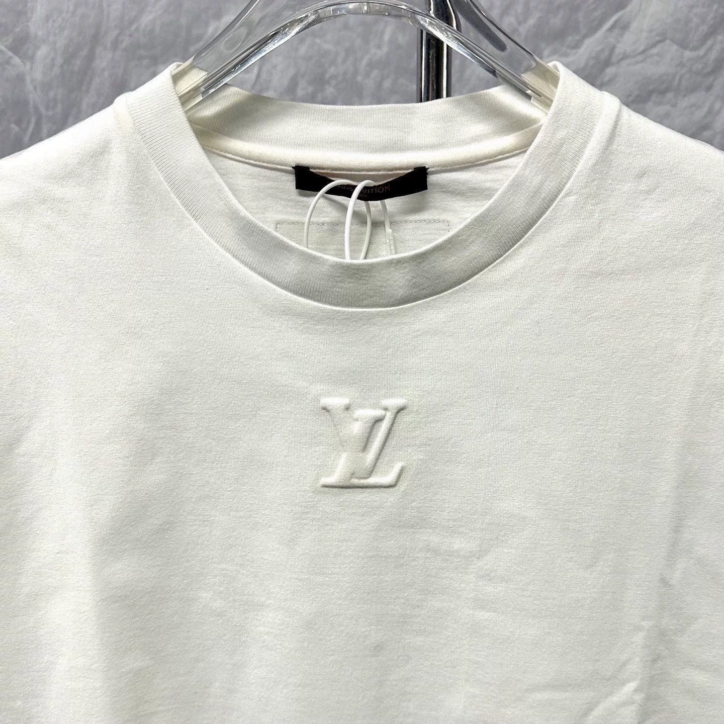 Louis Vuitton SS24 White Embossed T-Shirt — front