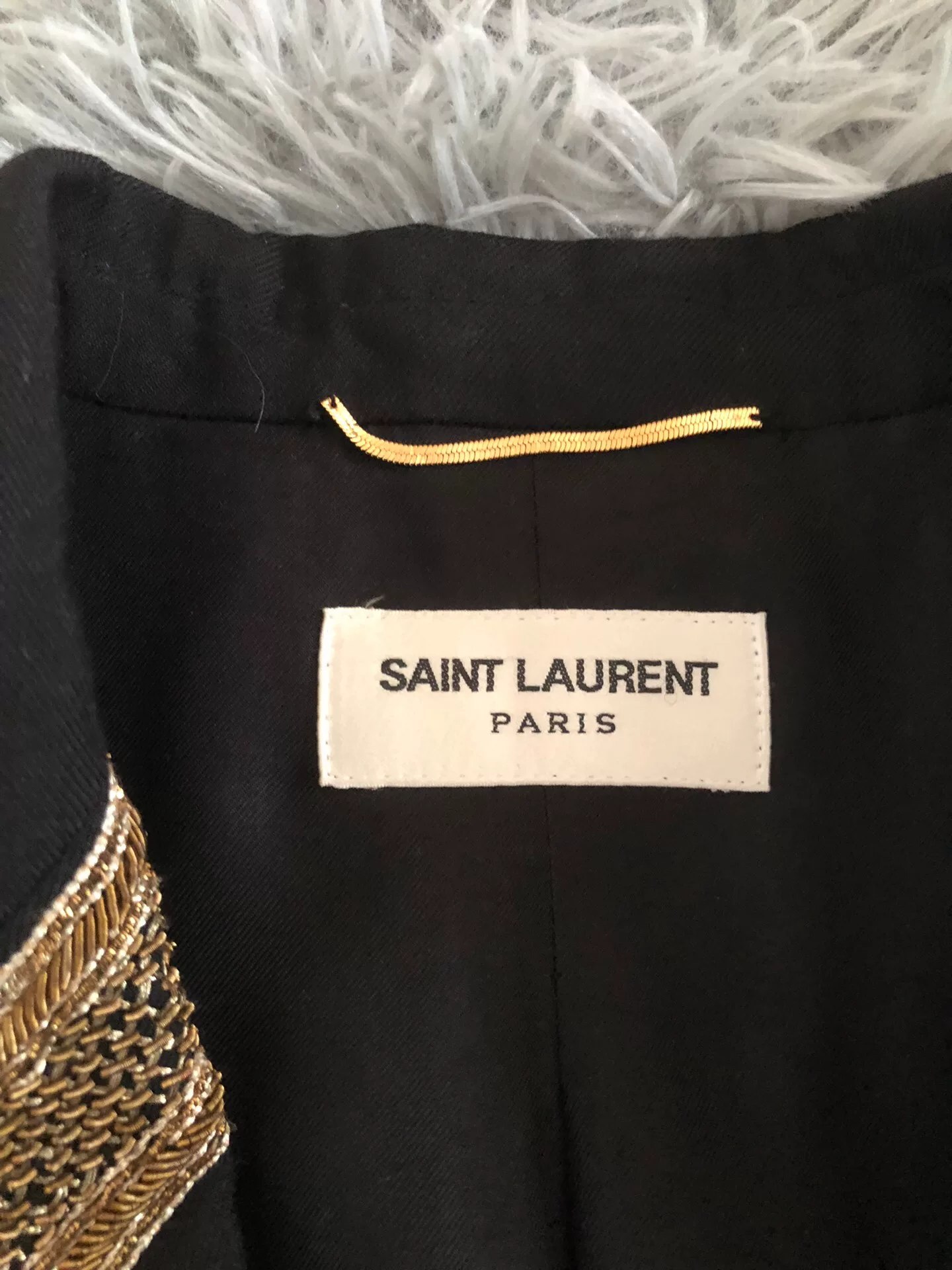 Saint Laurent Gold-Thread Wool Blazer — back