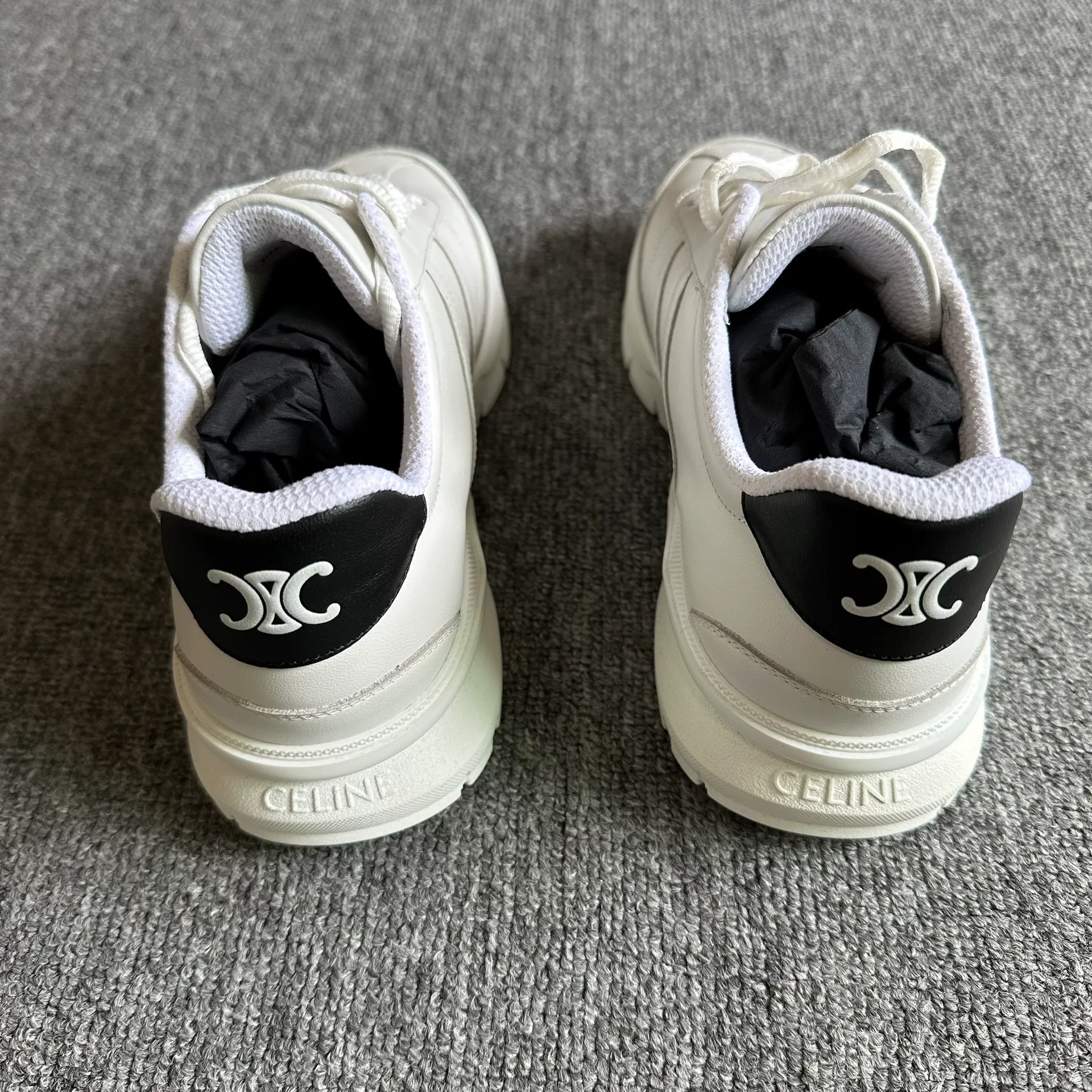 Celine White C Logo Casual Sneakers — label