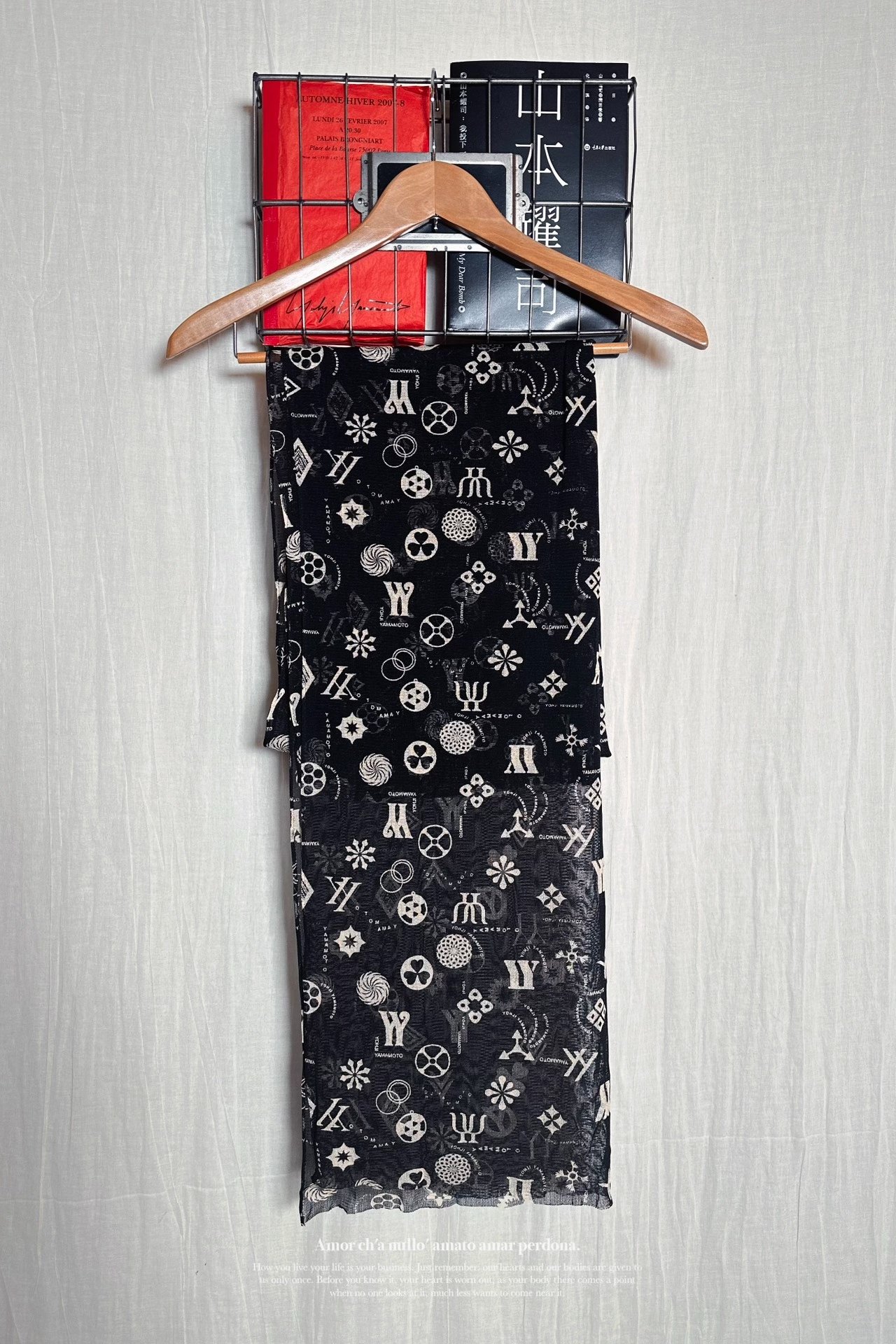 Yohji Yamamoto Monogram Chiffon Scarf — front