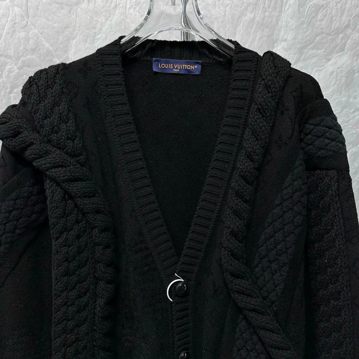 Louis Vuitton SS25 V-neck Asymmetric Knit Cardigan — front