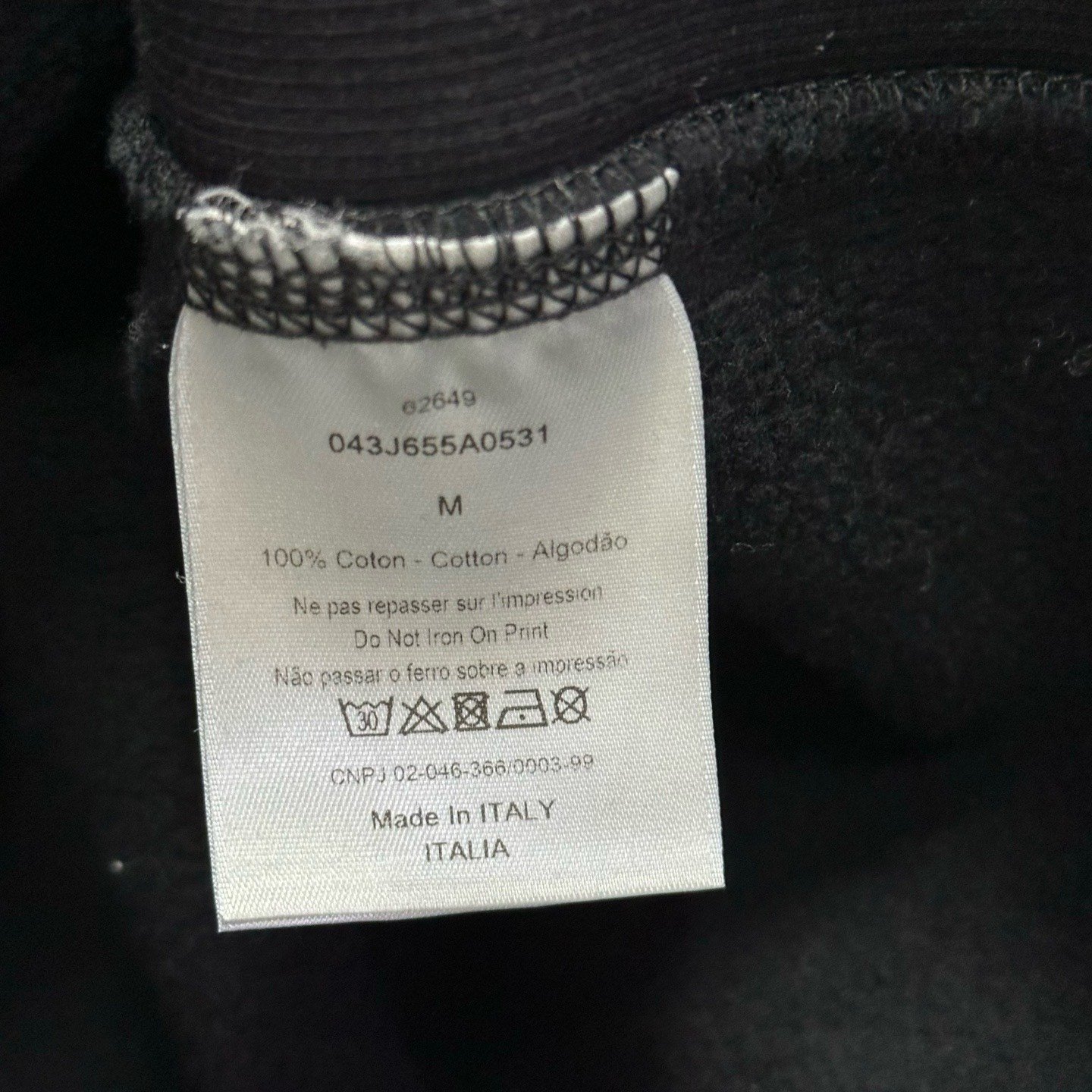 Dior Flocked Print Black Sweatshirt — label