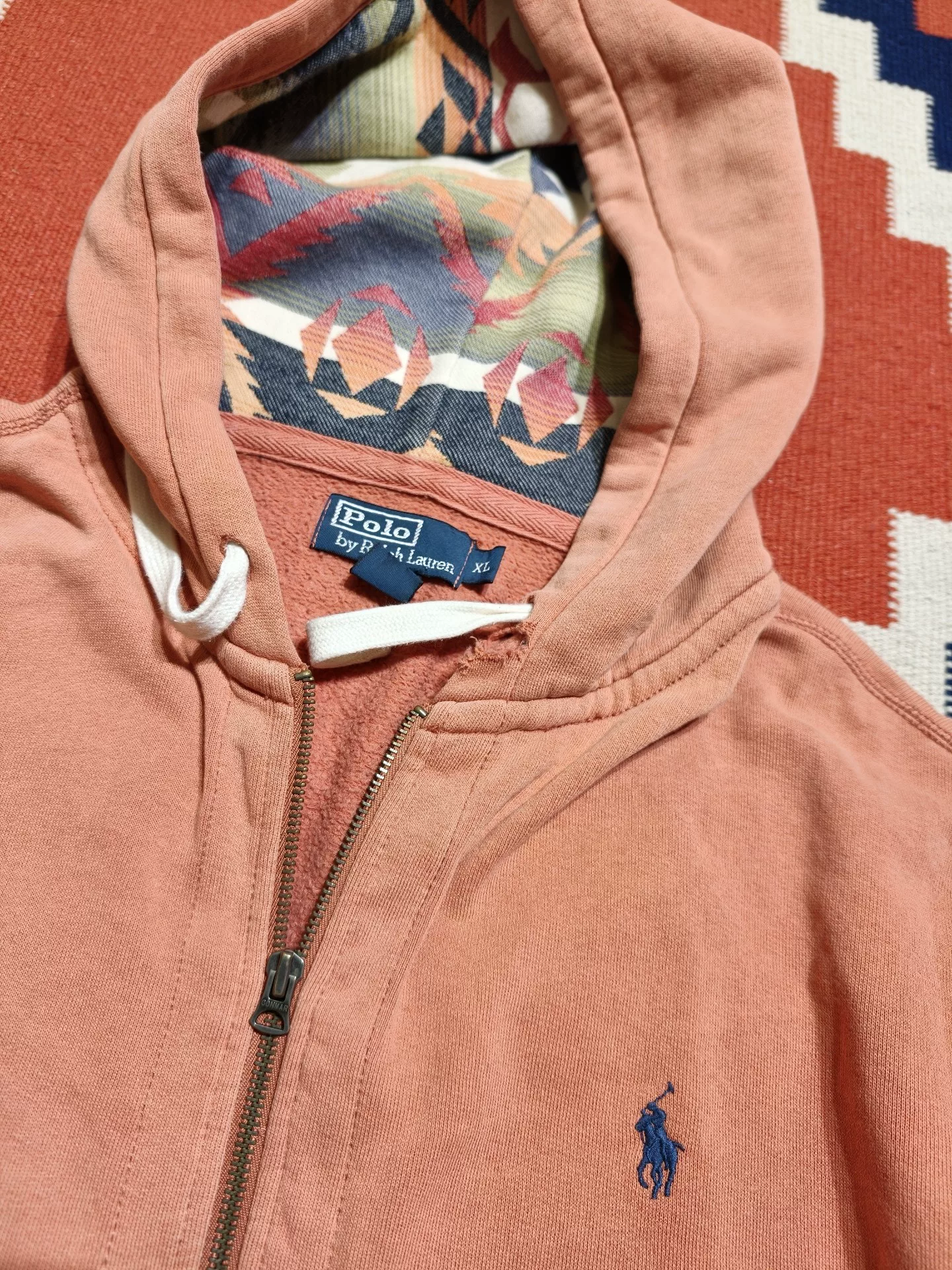 Vintage Polo Ralph Lauren Pink Zip-Up Hoodie — detail