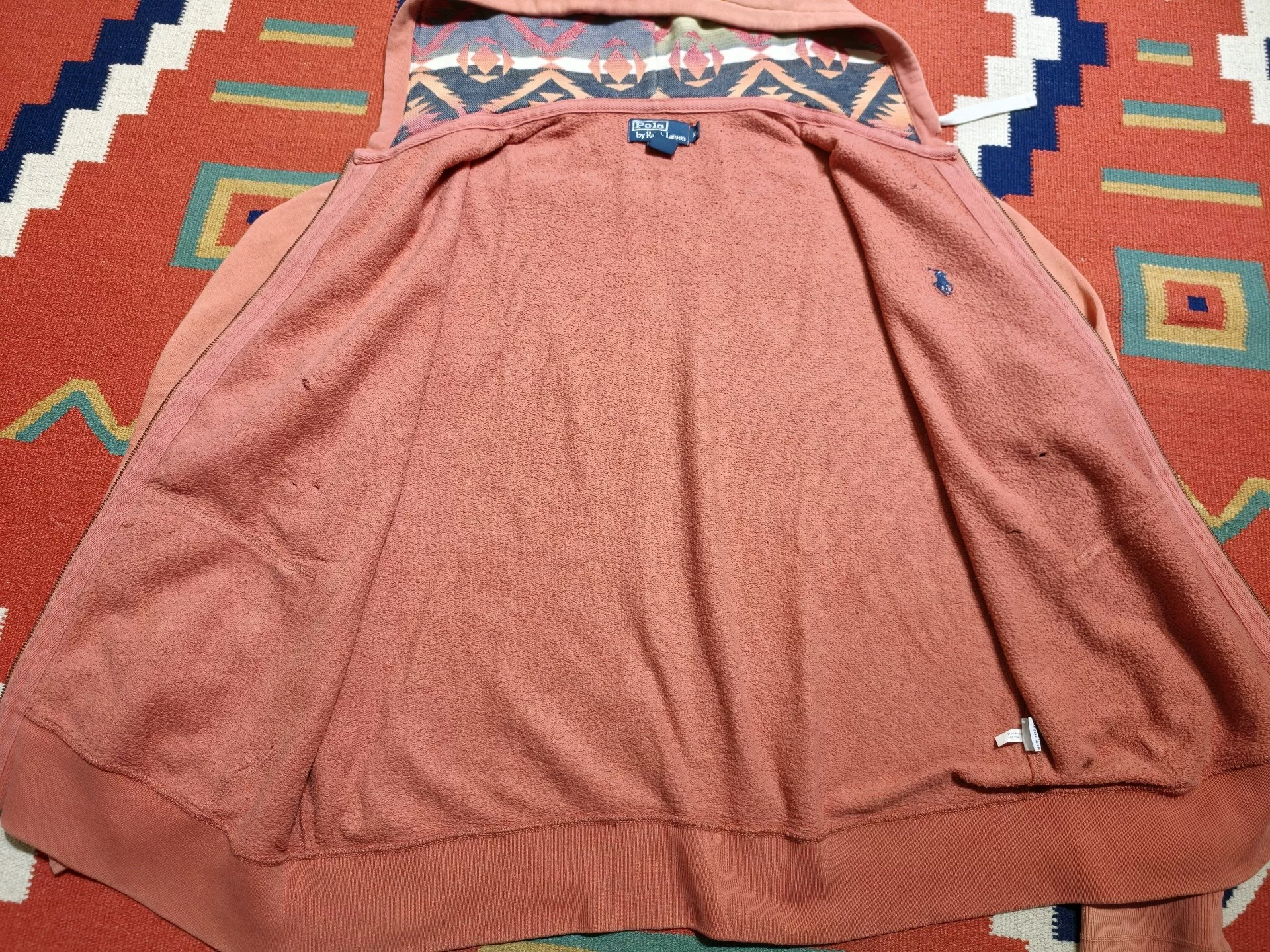 Vintage Polo Ralph Lauren Pink Zip-Up Hoodie — back