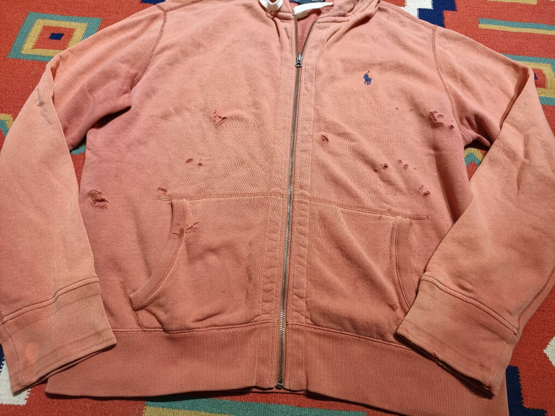 Vintage Polo Ralph Lauren Pink Zip-Up Hoodie — label