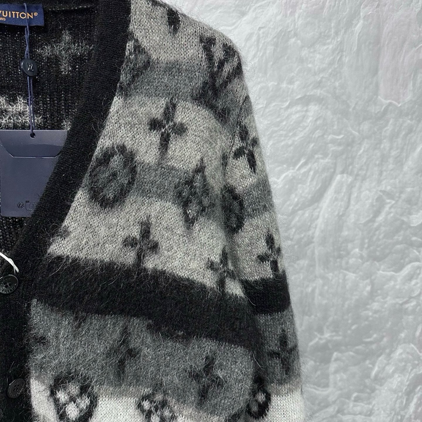 Louis Vuitton SS24 Monogram Colorblock Mohair Cardigan — detail