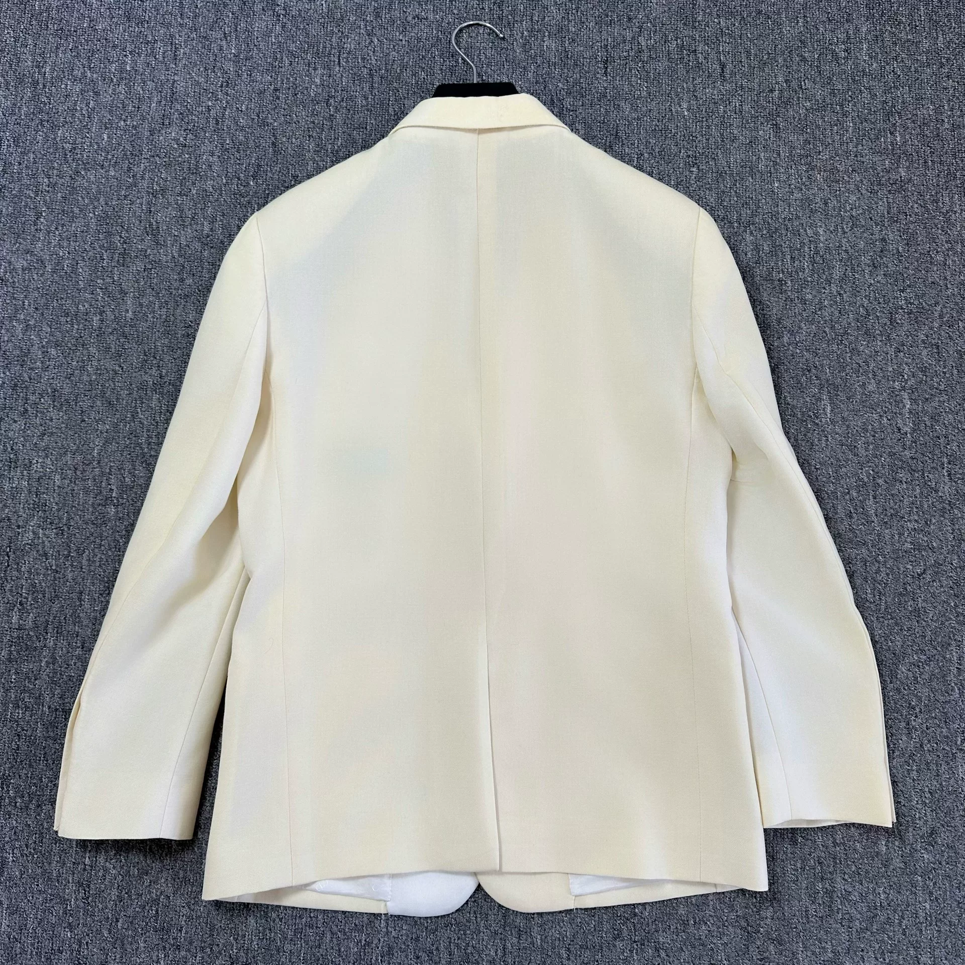 Dior White Asymmetric Satin Lapel Blazer — detail