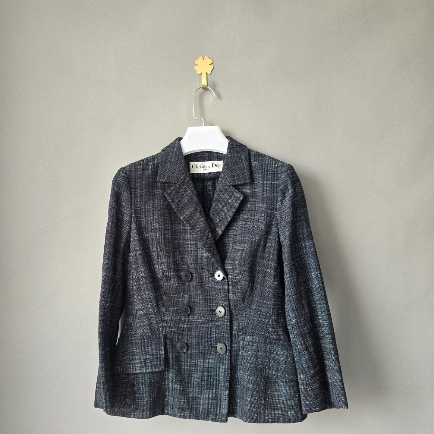 Dior double-breasted plaid blazer