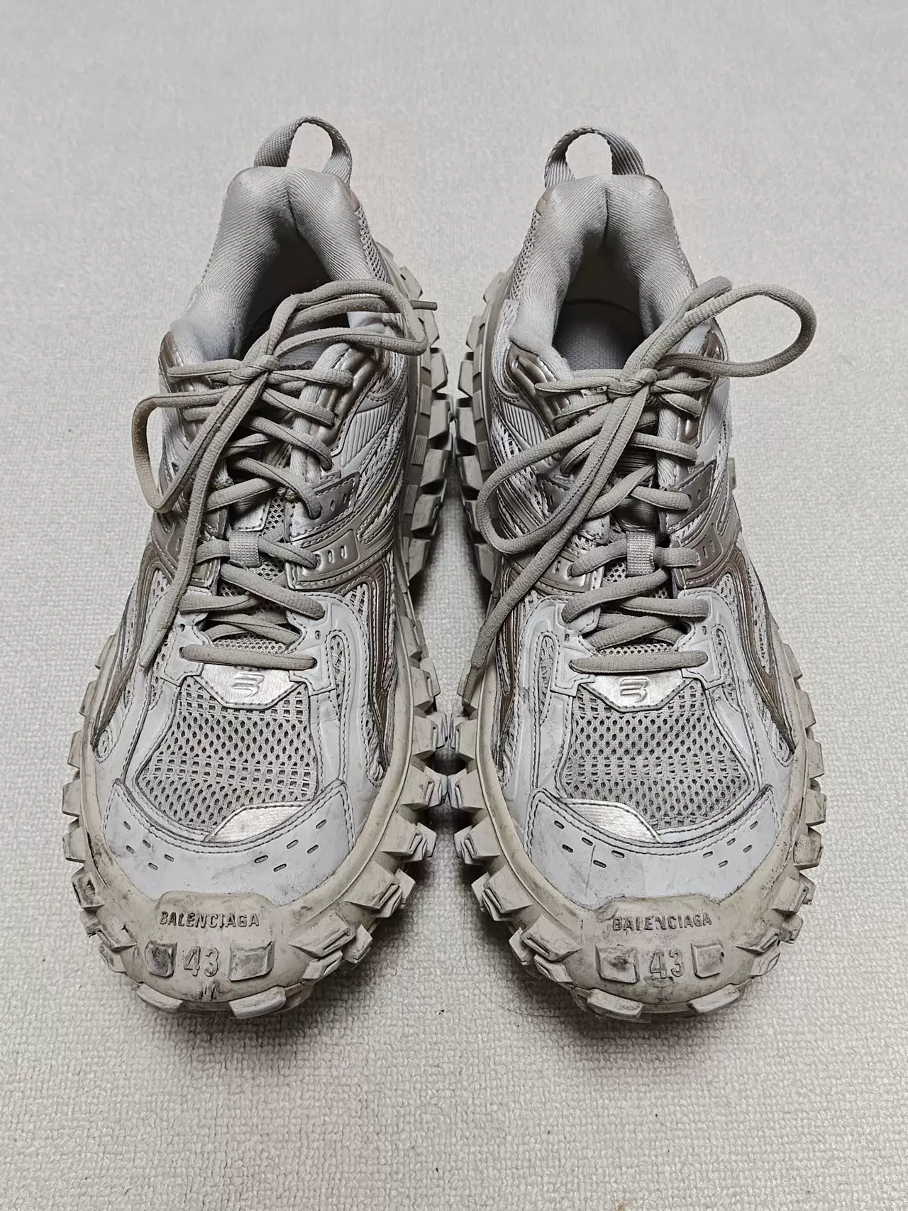 Balenciaga Defender Distressed Brown Sneakers — detail
