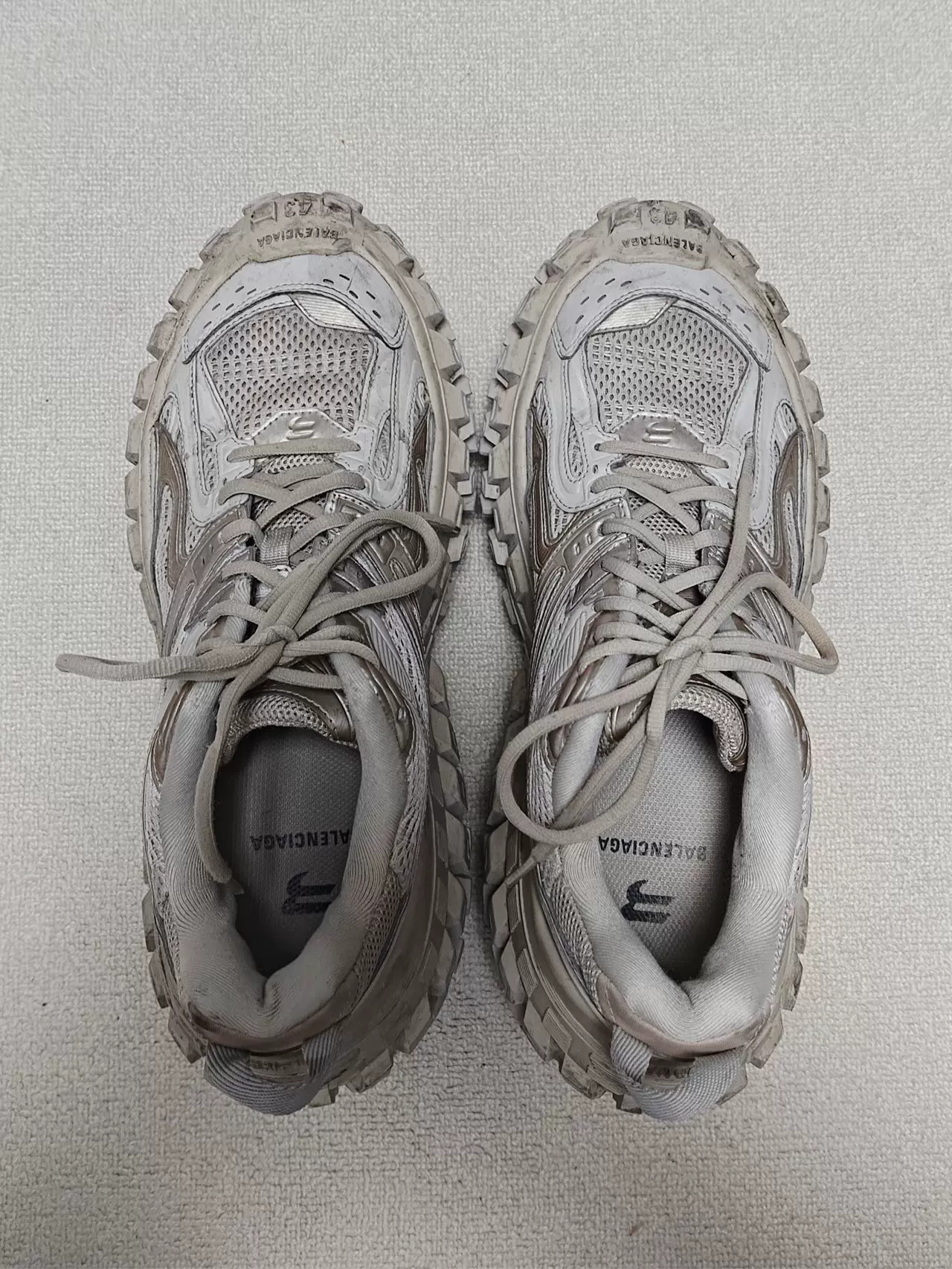 Balenciaga Defender Distressed Brown Sneakers — front