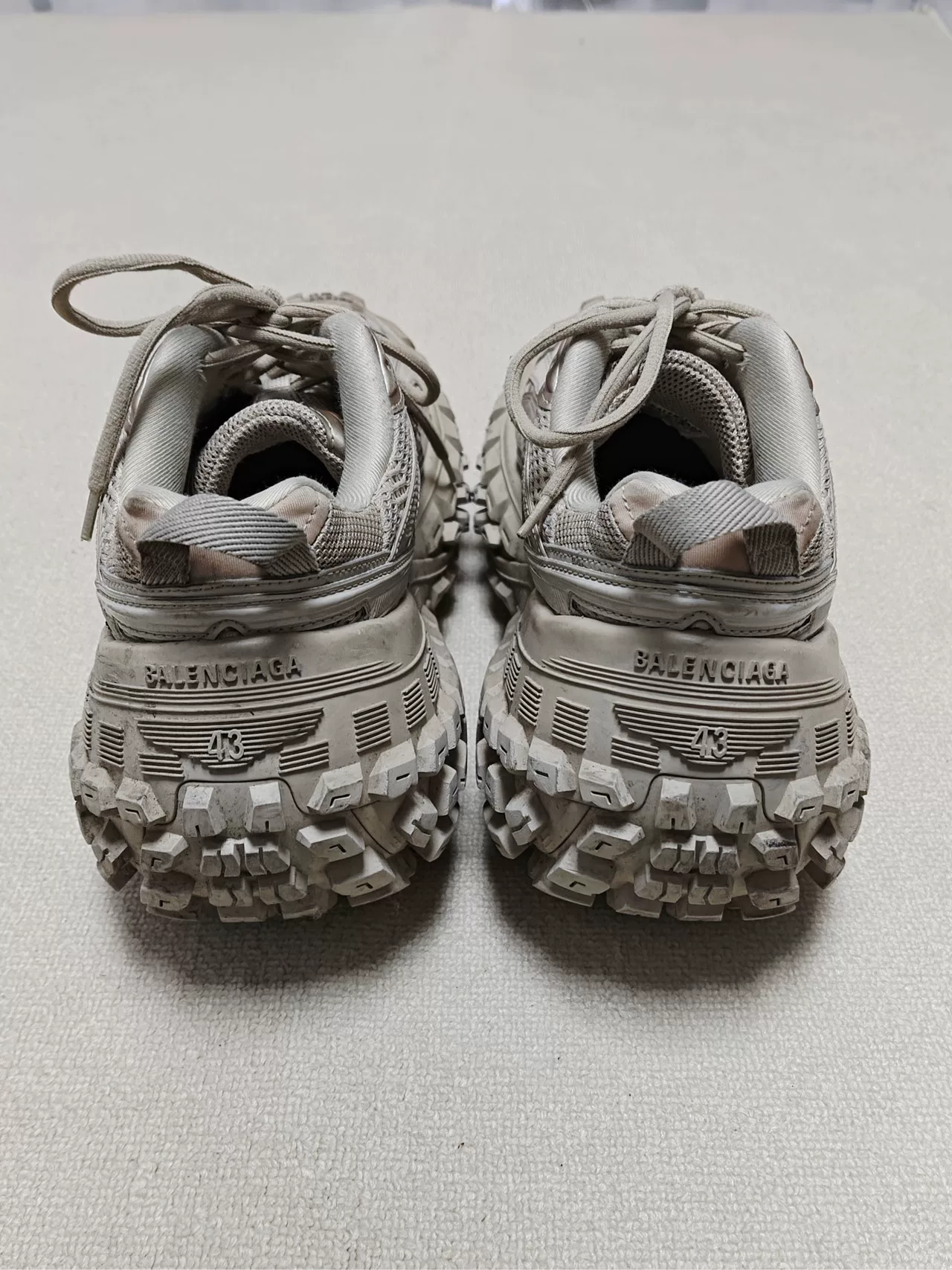 Balenciaga Defender Distressed Brown Sneakers — back