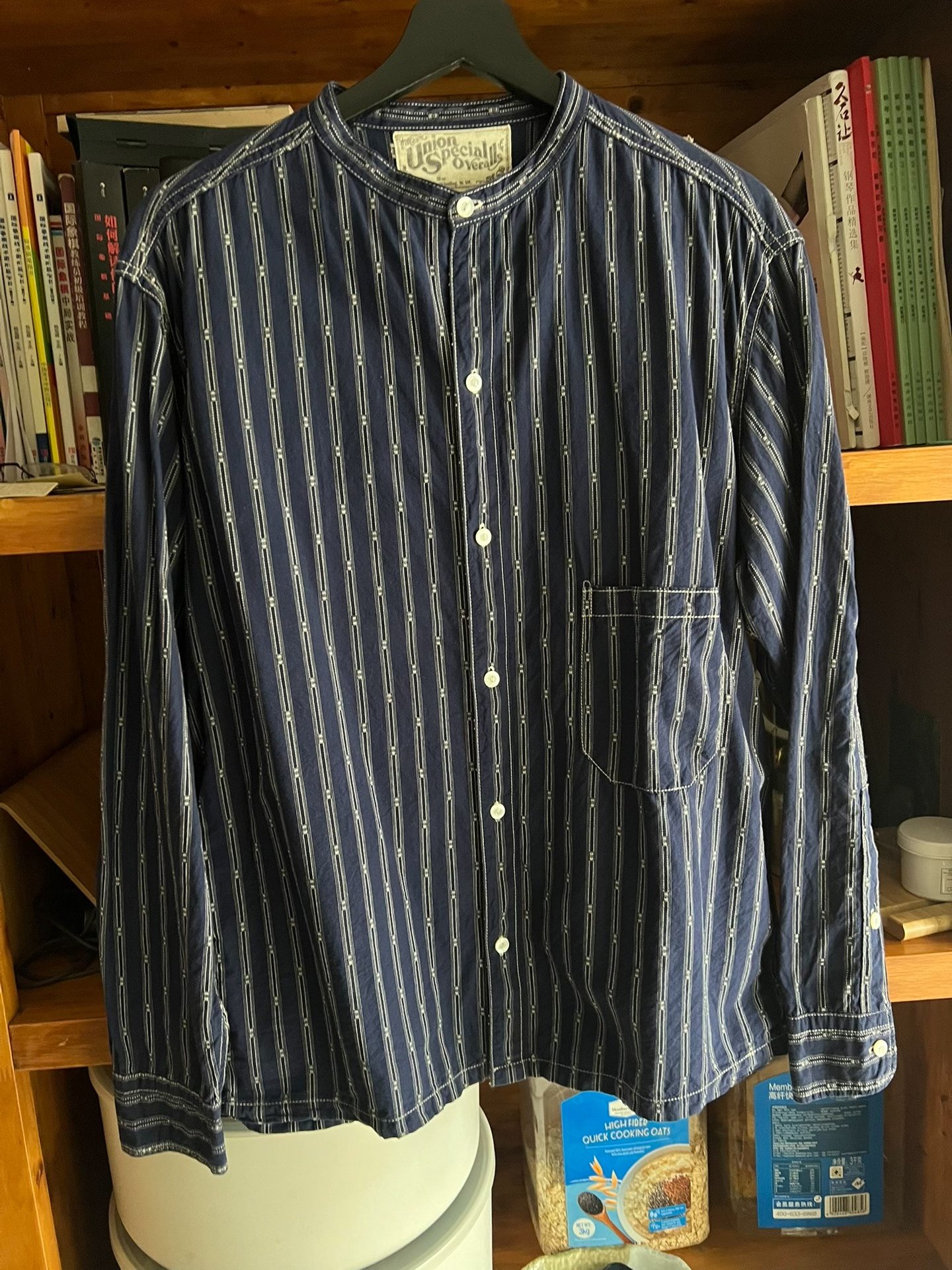 Freewheelers Vintage Indigo Stripe Crew Shirt — front