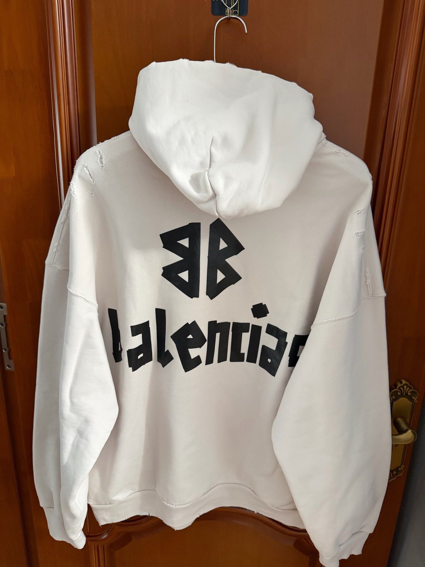 Balenciaga Beige Tape Hoodie — front