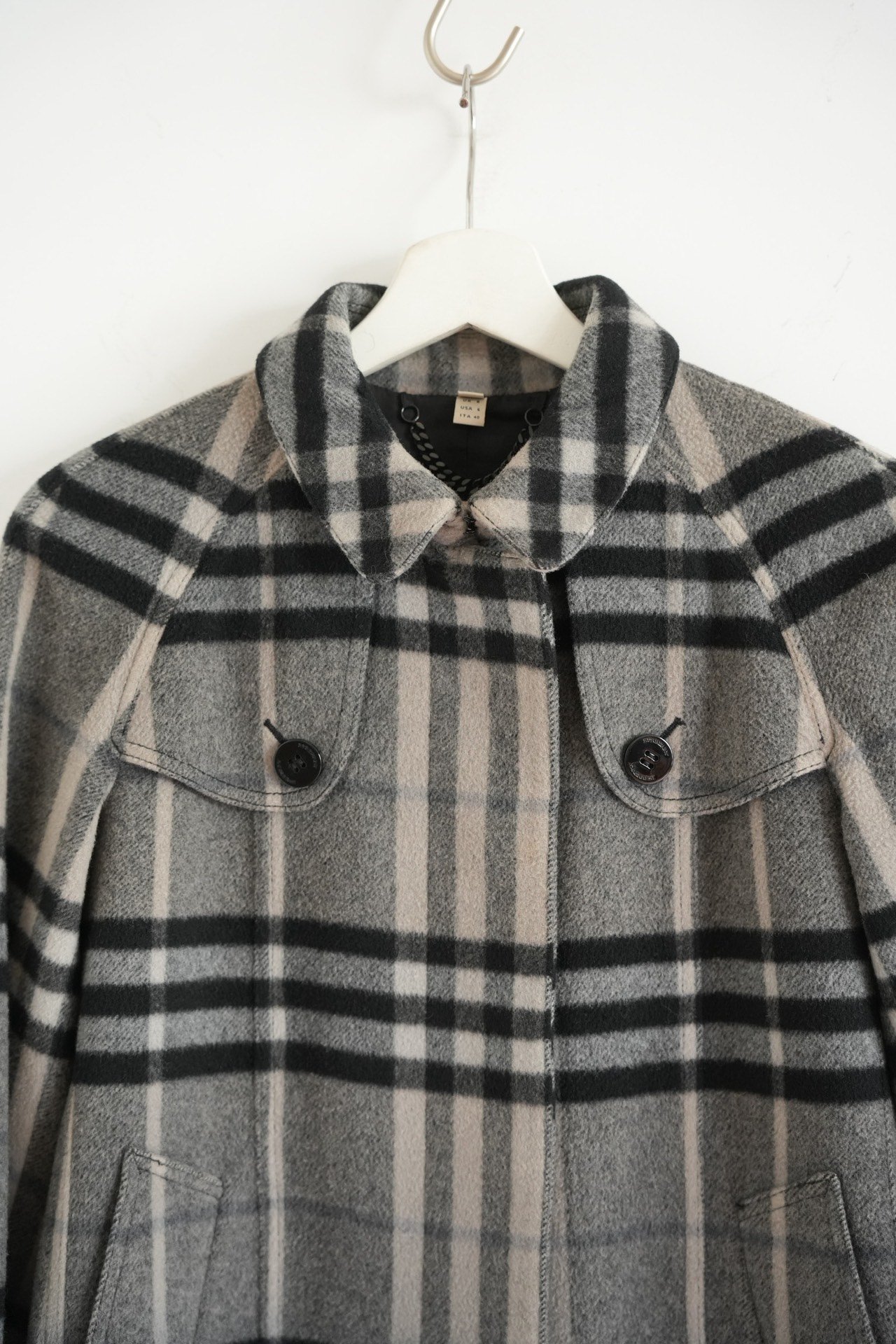 Burberry Gradient Plaid Wool Trench Coat — detail