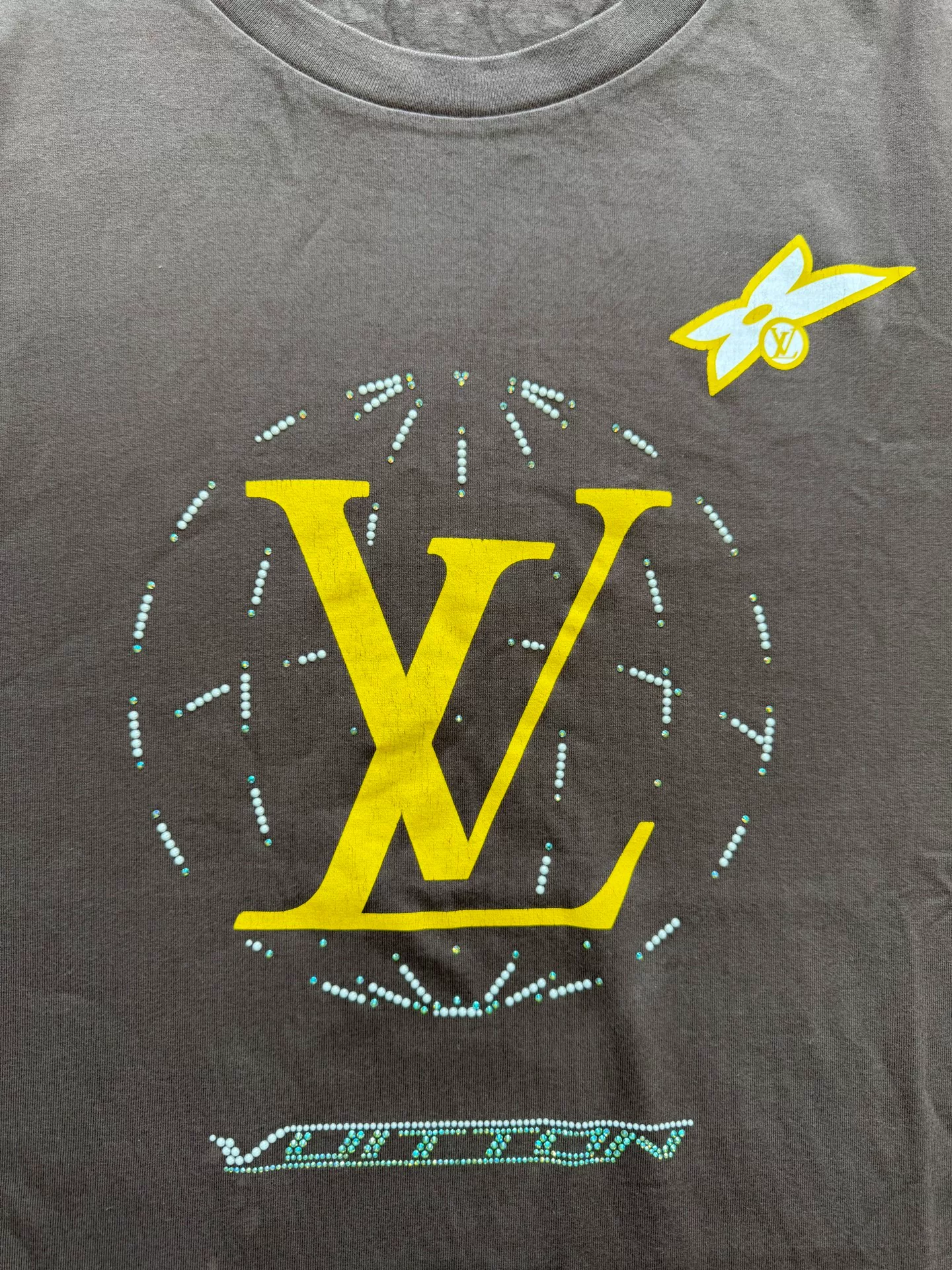 Louis Vuitton Brown Rhinestone Short-Sleeve T-Shirt — back
