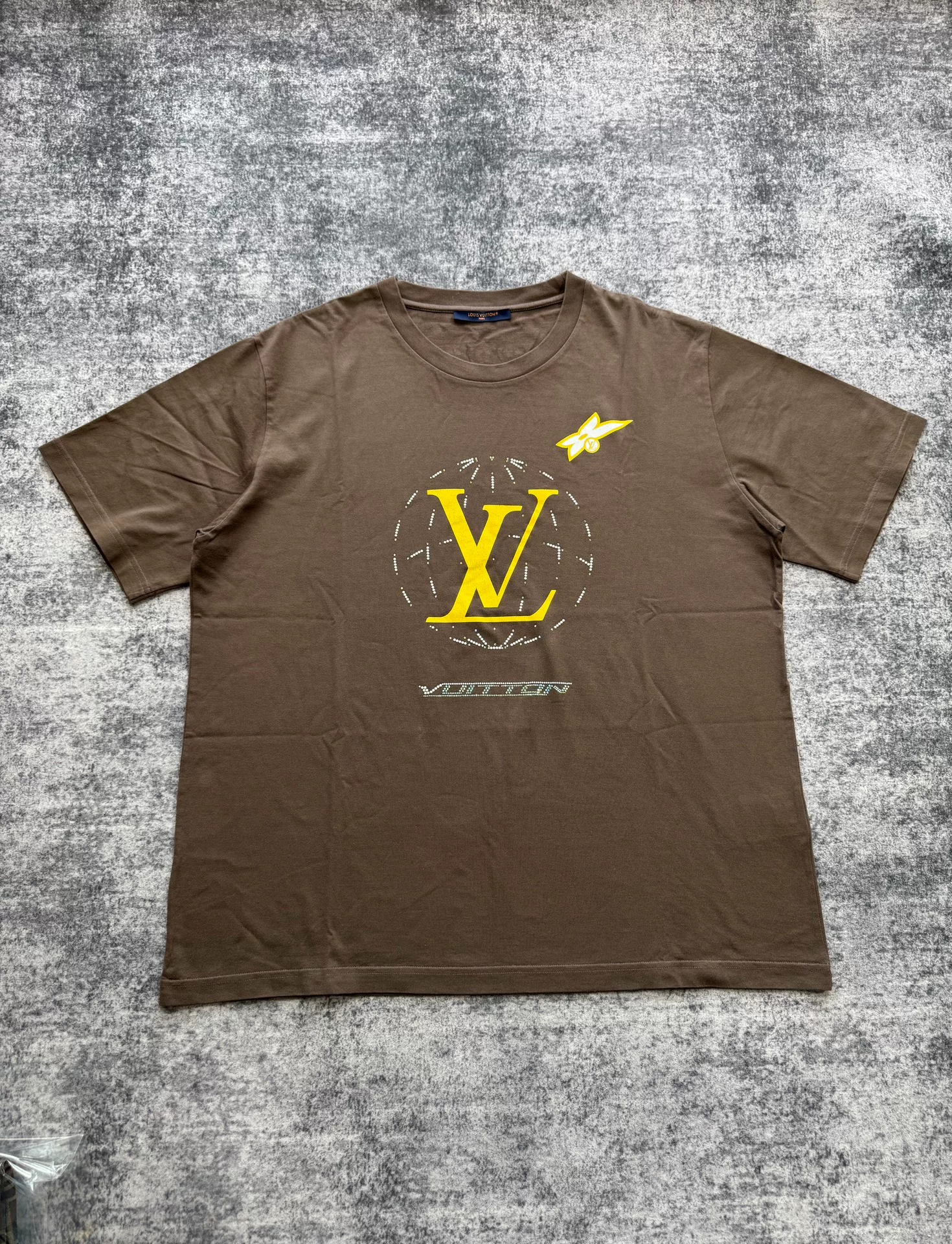 Louis Vuitton Brown Rhinestone Short-Sleeve T-Shirt