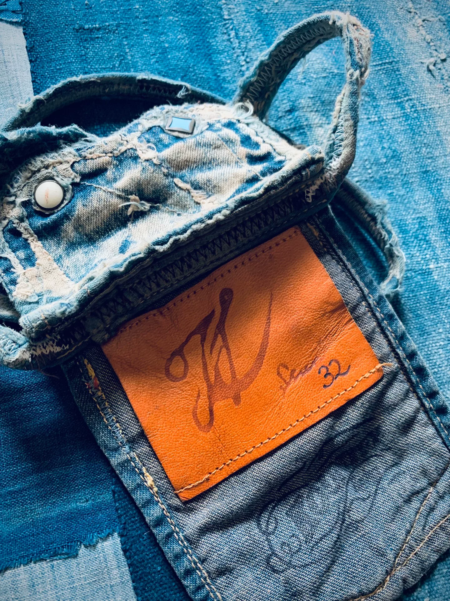 Kapital Denim Remake Card Pouch — back