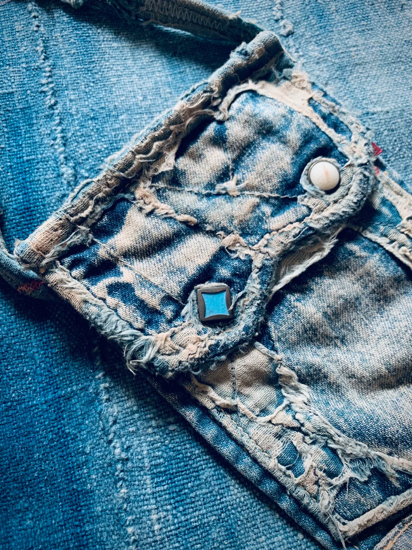 Kapital Denim Remake Card Pouch — label
