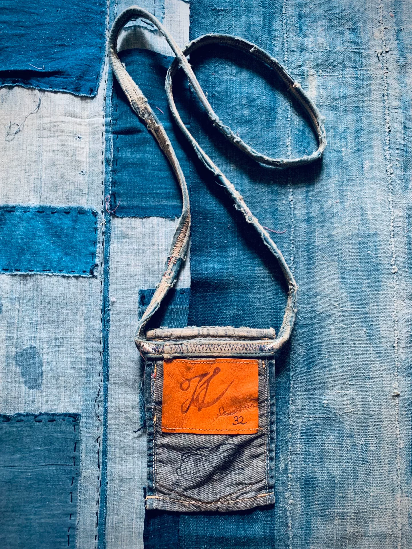 Kapital Denim Remake Card Pouch — front