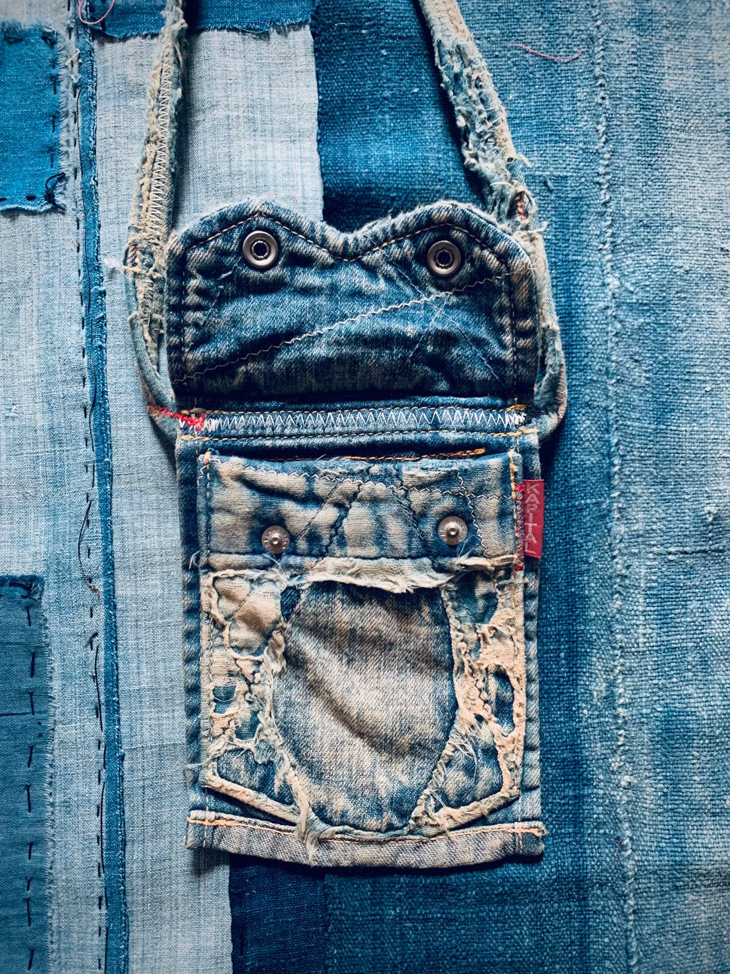 Kapital Denim Remake Card Pouch — detail