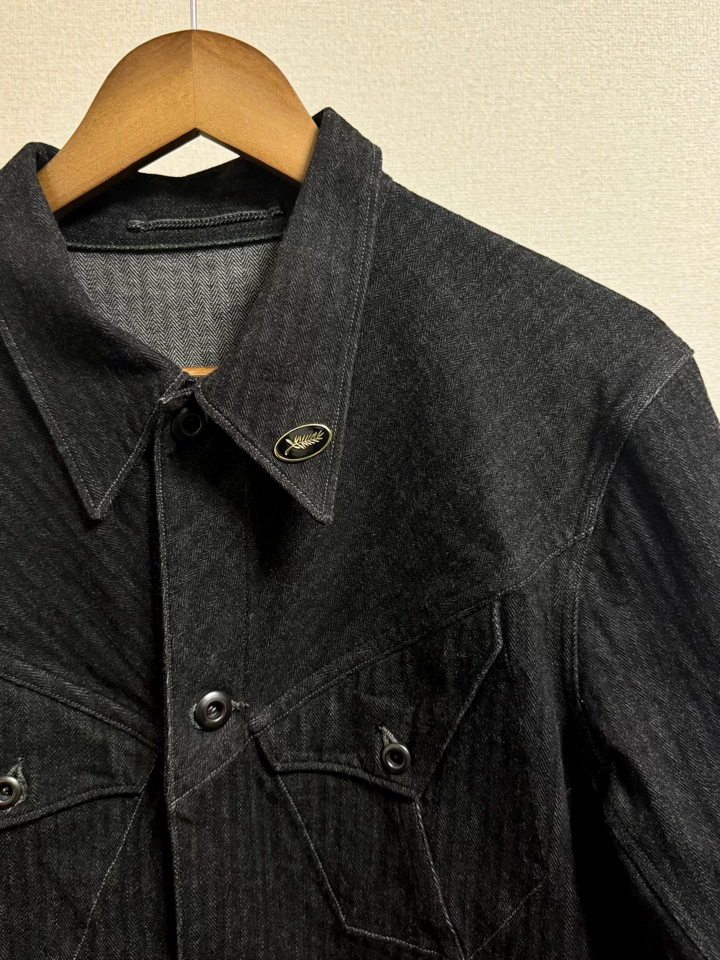 Motiv Black Denim Jacket Set — front