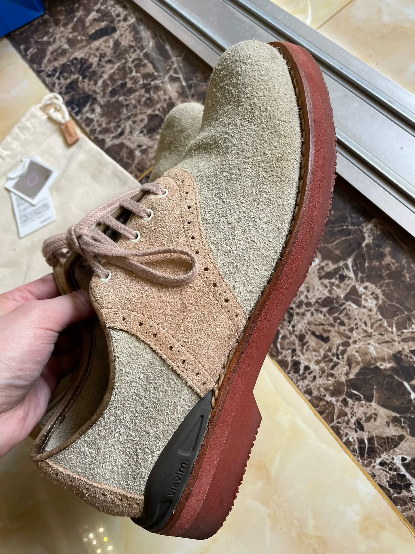 VISVIM PATRICIAN SUEDE-FOLK Low-Top Boots — detail