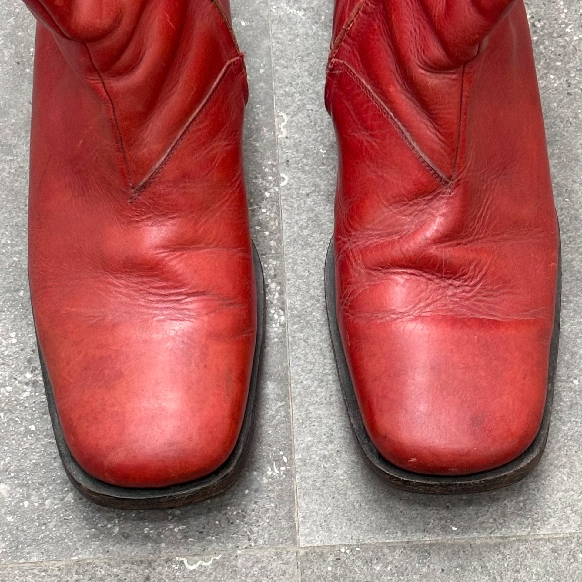 Maison Margiela Artisanal Red Square-Toe Boots — back