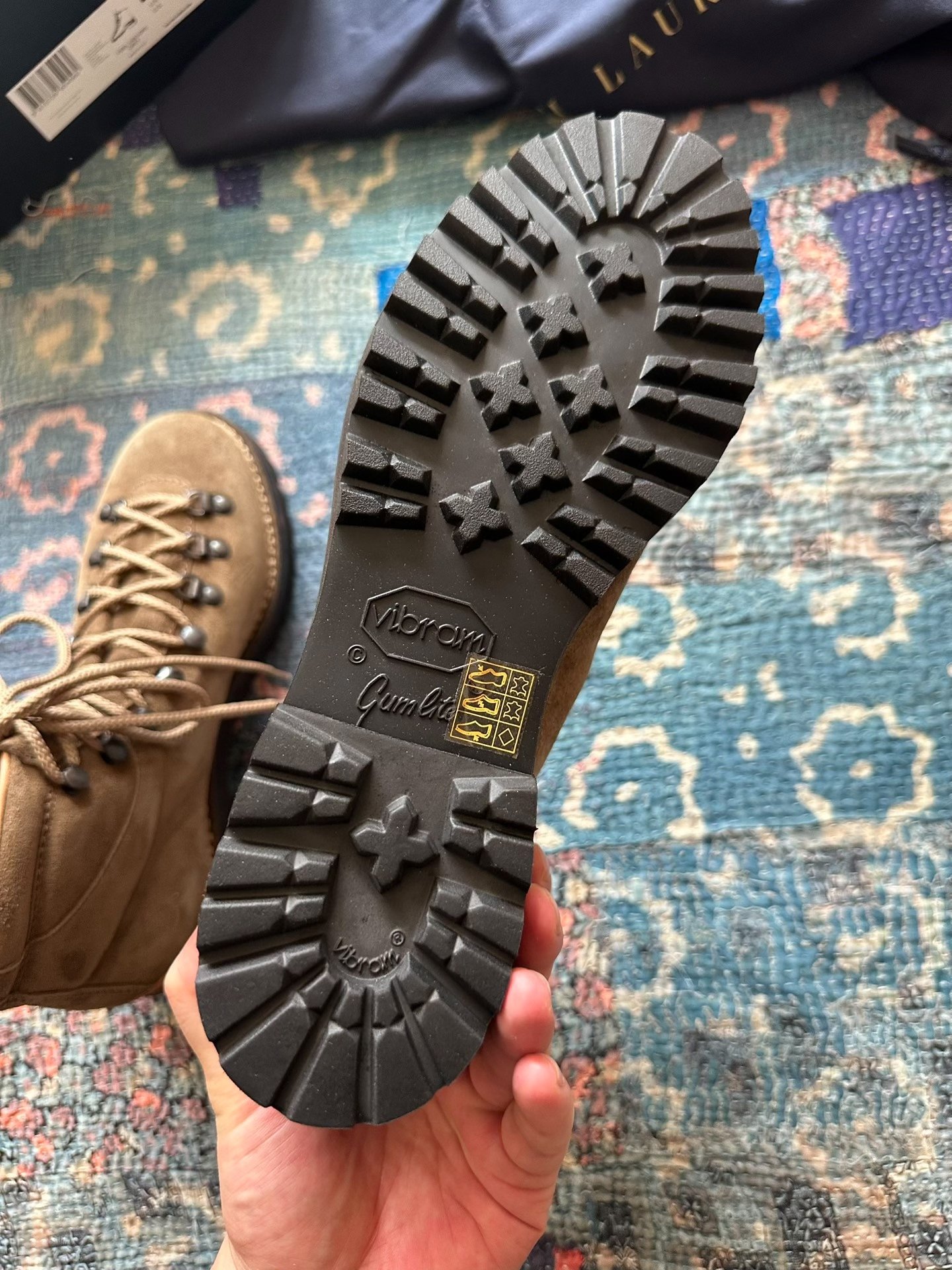 Ralph Lauren Brown Low-Top Hiking Boots — label