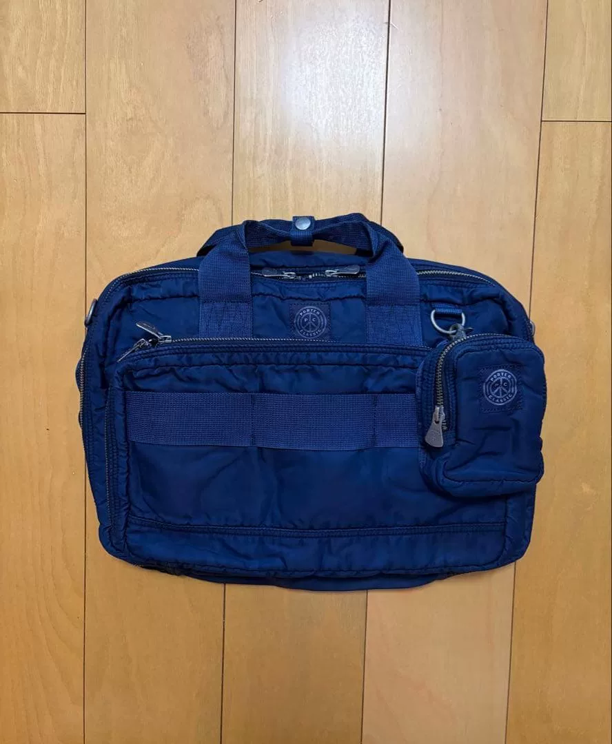 PORTER CLASSIC Blue 3-Way Briefcase — detail