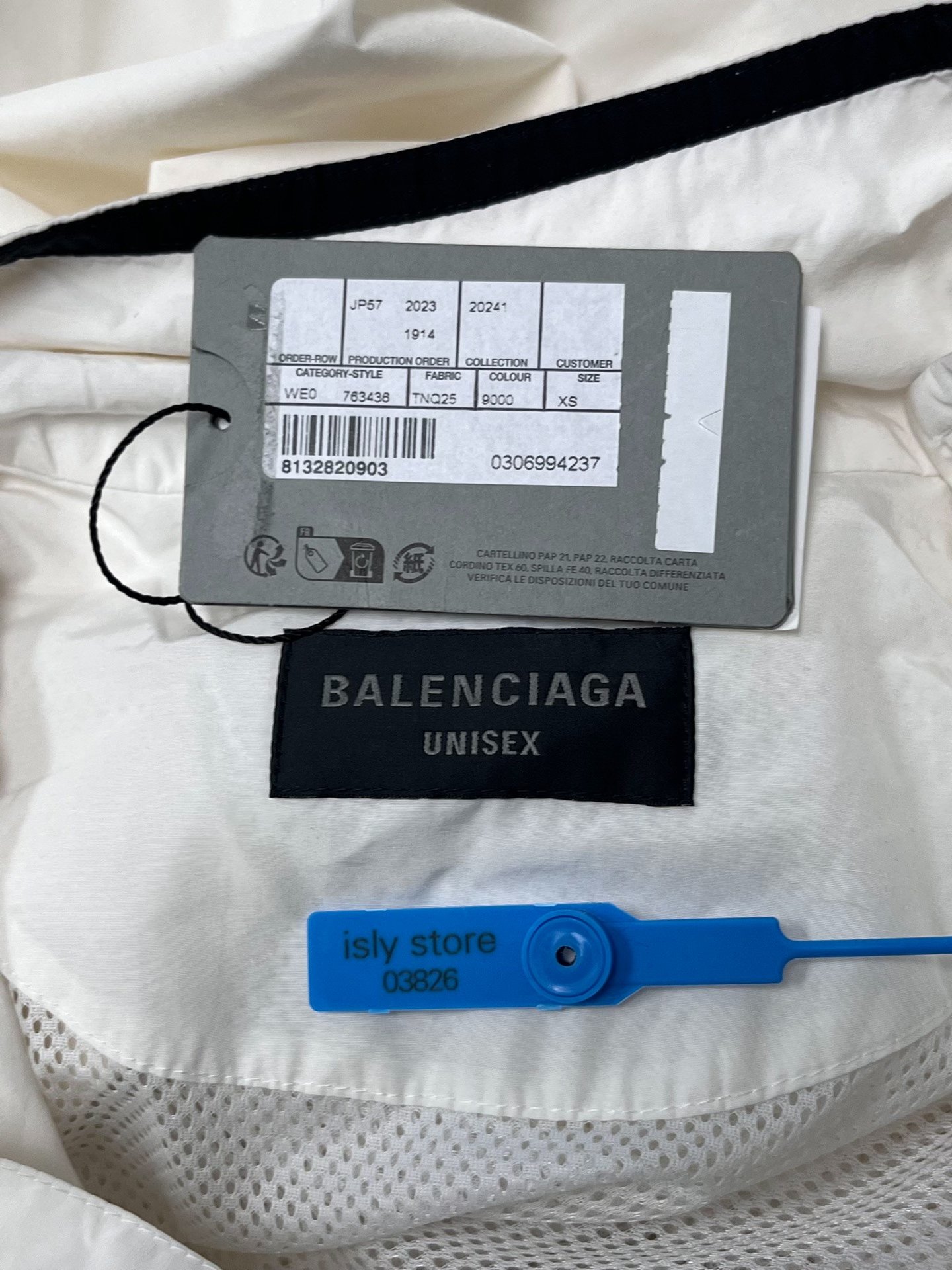 Balenciaga 3B Embroidered White Loose Jacket — label