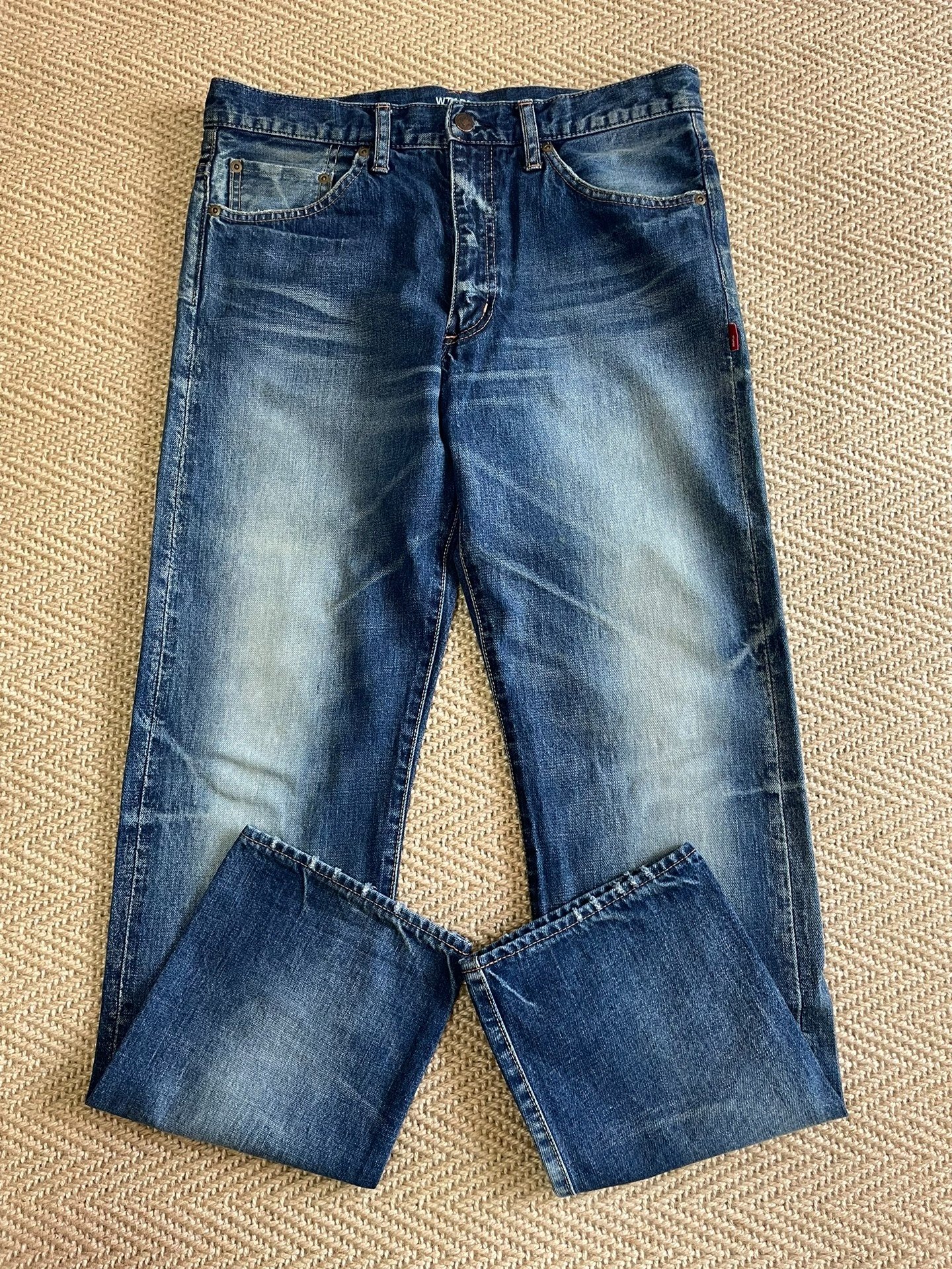 WTAPS Blue Skinny Distressed Jeans — detail
