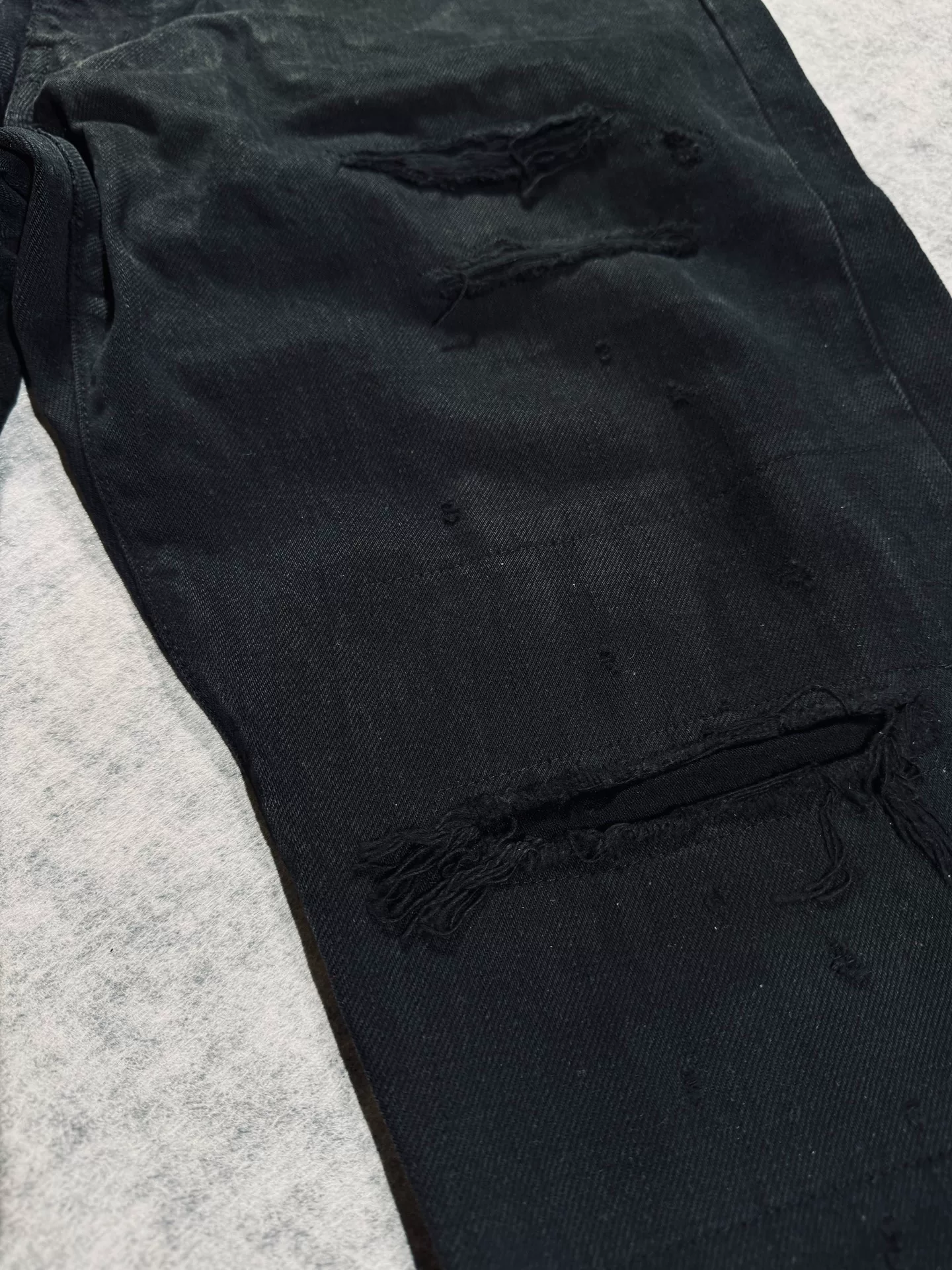 visvim Journeyman Black Tacked Crash Jeans — label