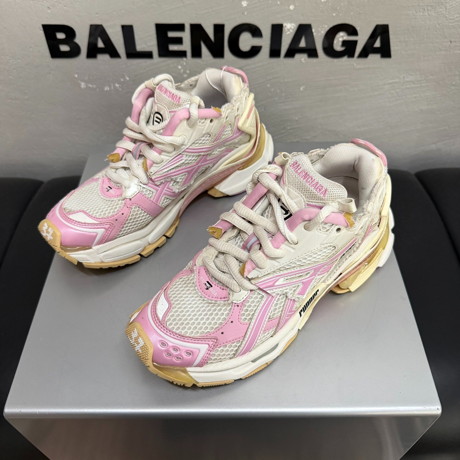 Balenciaga Runner Pink White Distressed