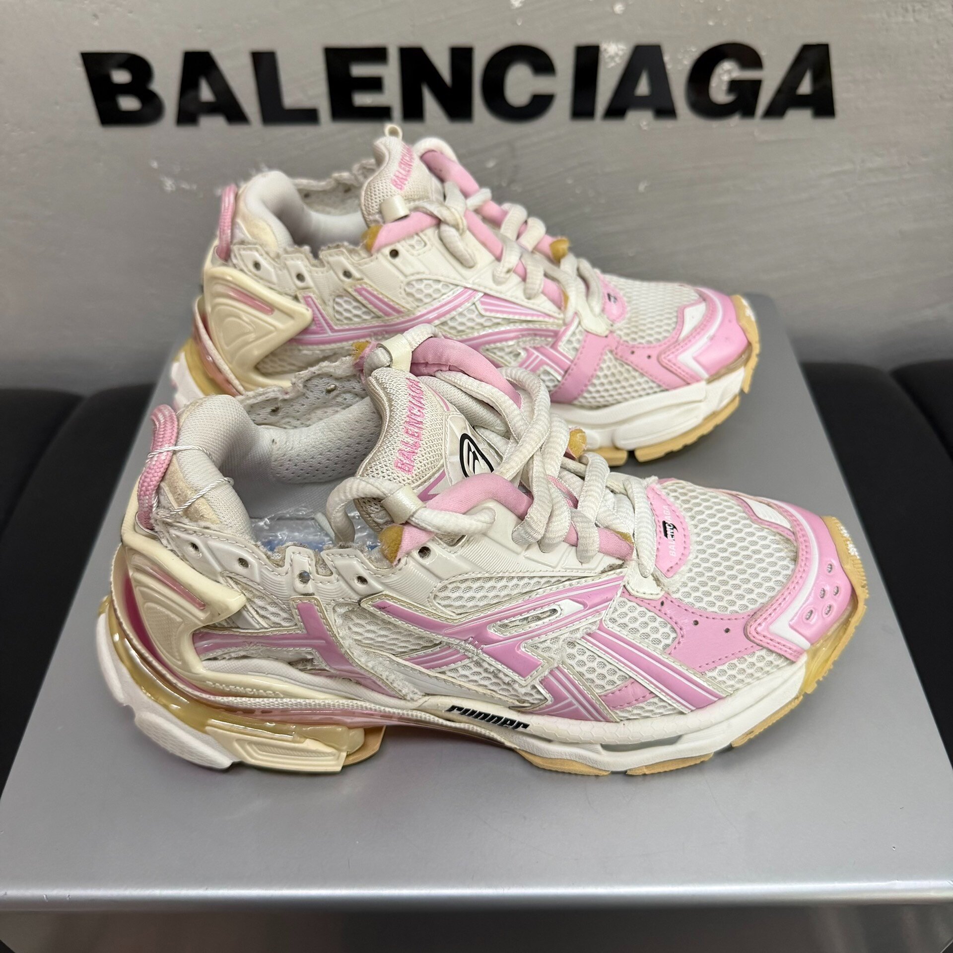 Balenciaga Runner Pink White Distressed — back