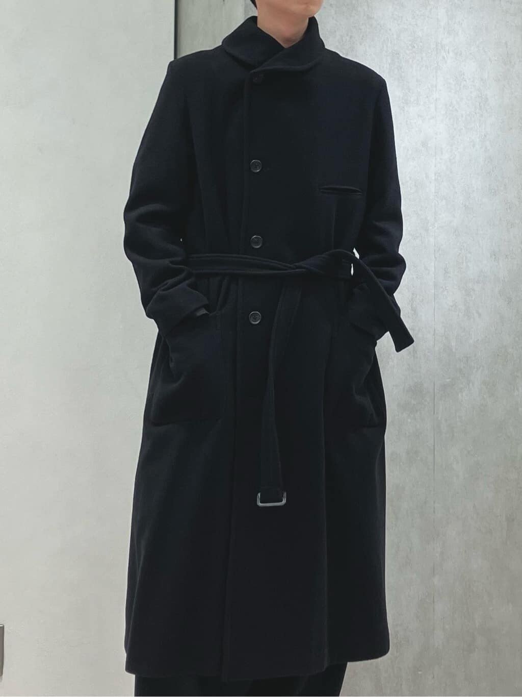 Yohji Yamamoto 23AW Stand Collar Belted Coat — back