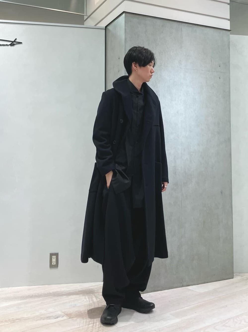 Yohji Yamamoto 23AW Stand Collar Belted Coat — front