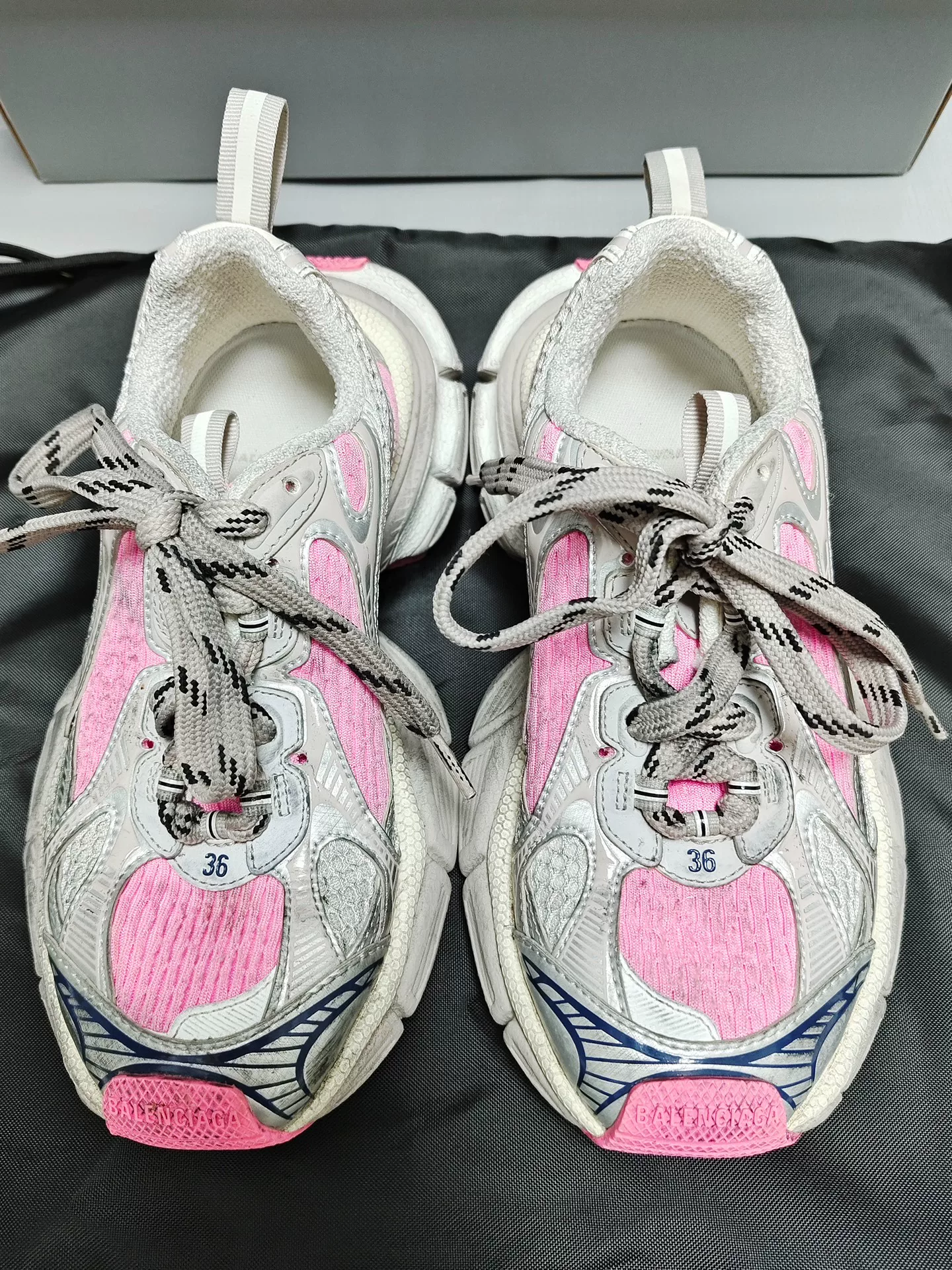 Balenciaga 3XL Low-Top Distressed Pink Sneakers — back