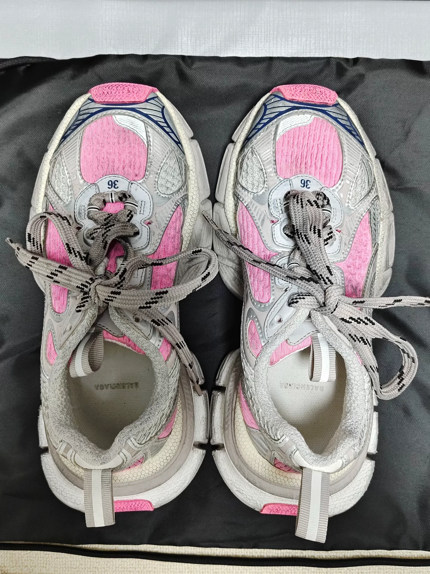 Balenciaga 3XL Low-Top Distressed Pink Sneakers — front
