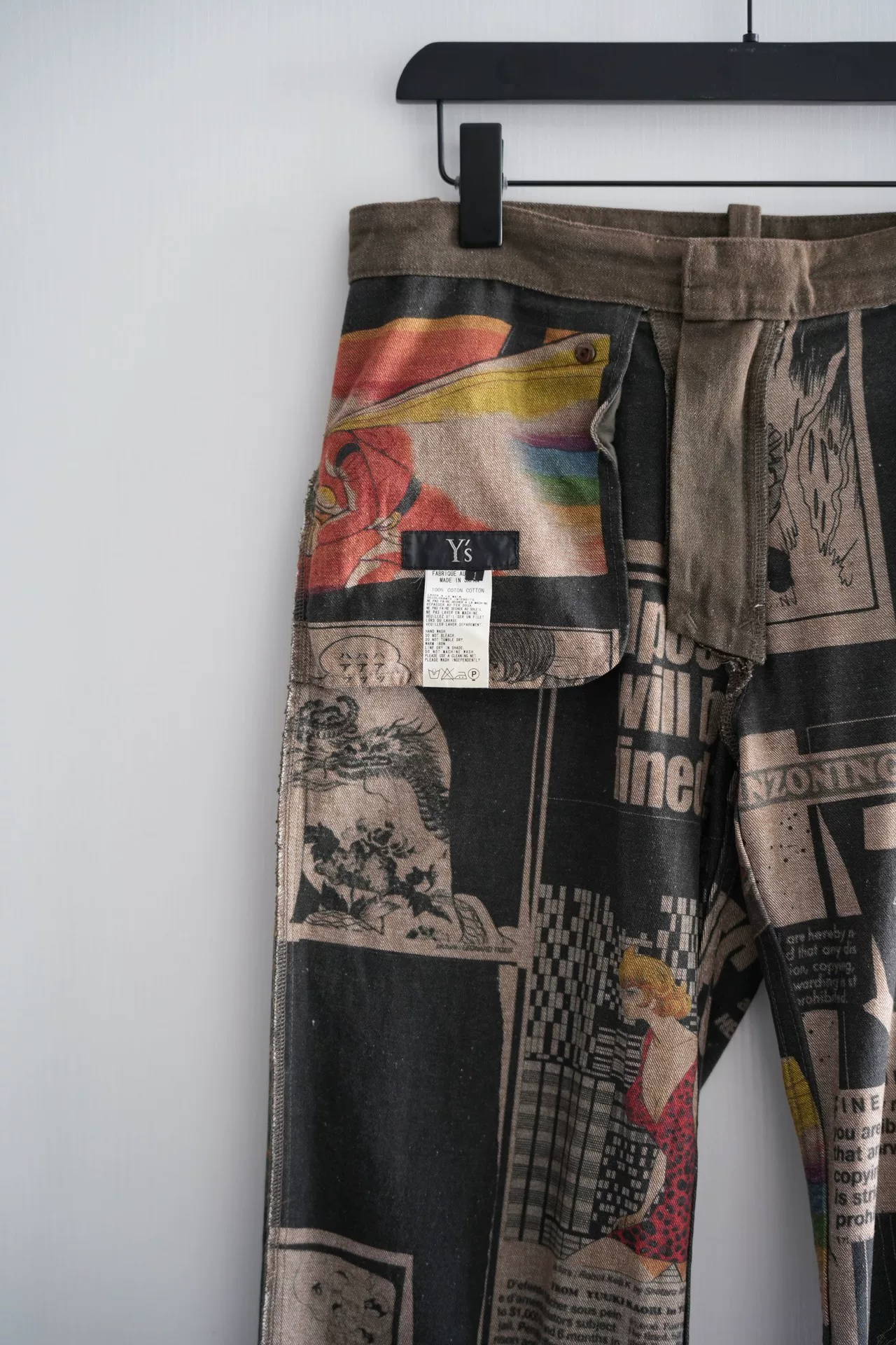 Yohji Yamamoto 07AW Manga Print Pants — label