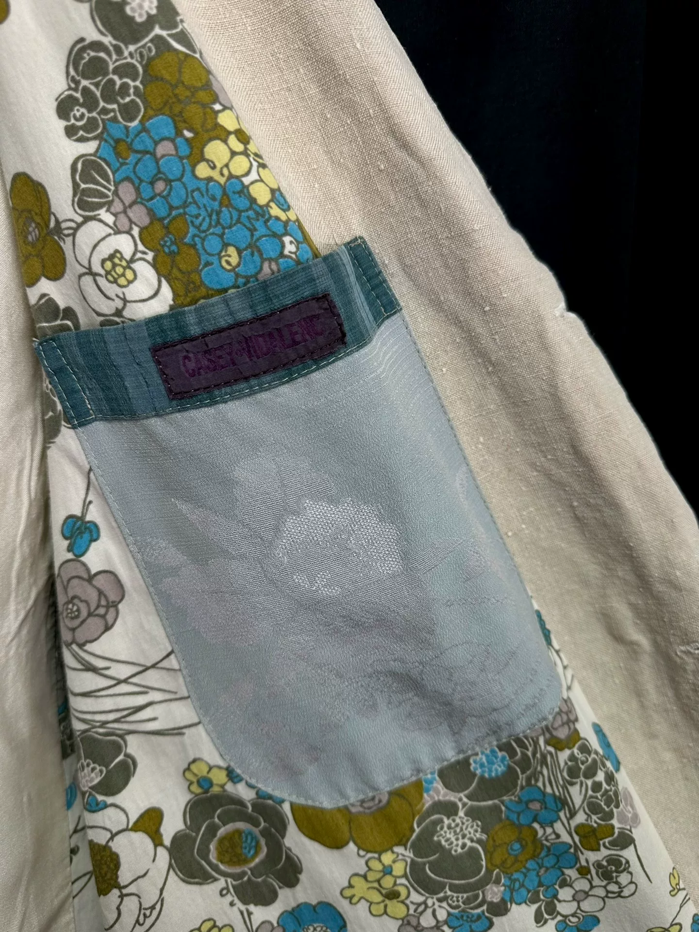 Casey Vidalenc Vintage Linen Silk Coat — label