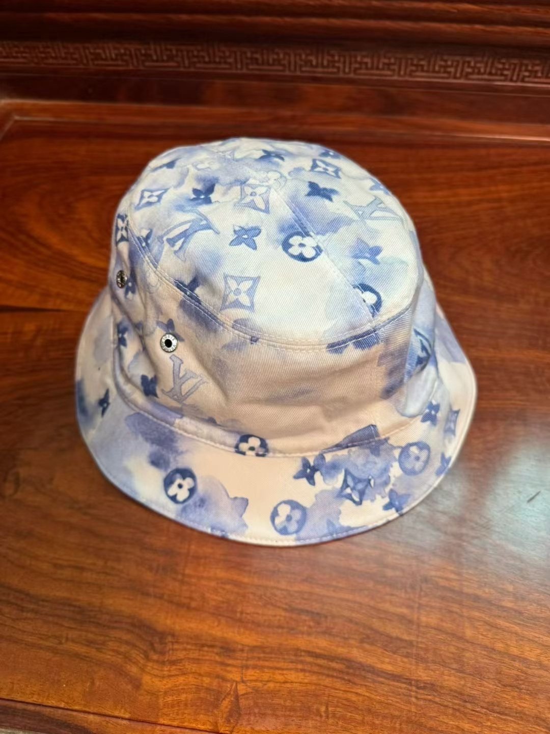Louis Vuitton Blue White Watercolor Bucket Hat — front